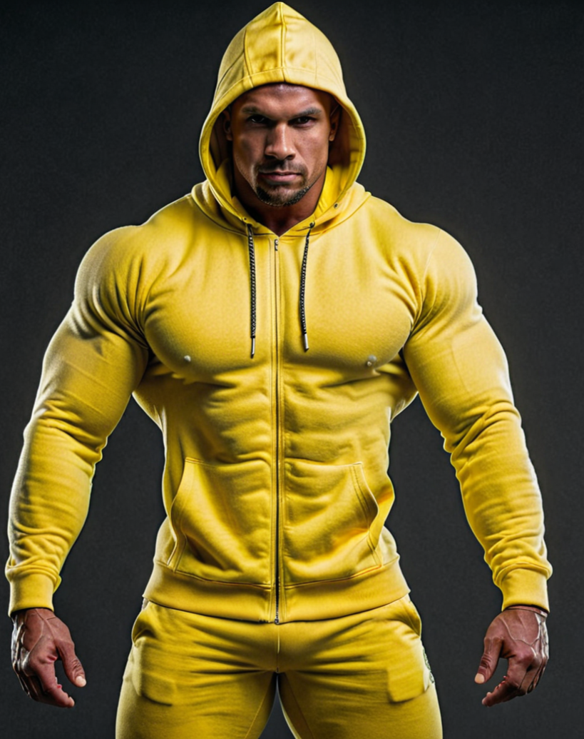 Men's Zipper Hoodie in Lemon Yellow Color