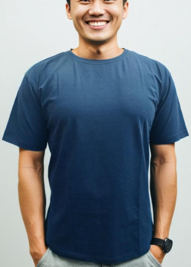 Nauticon Crew Neck T-Shirt for Men – Navy | Soft Cotton-Lycra Blend