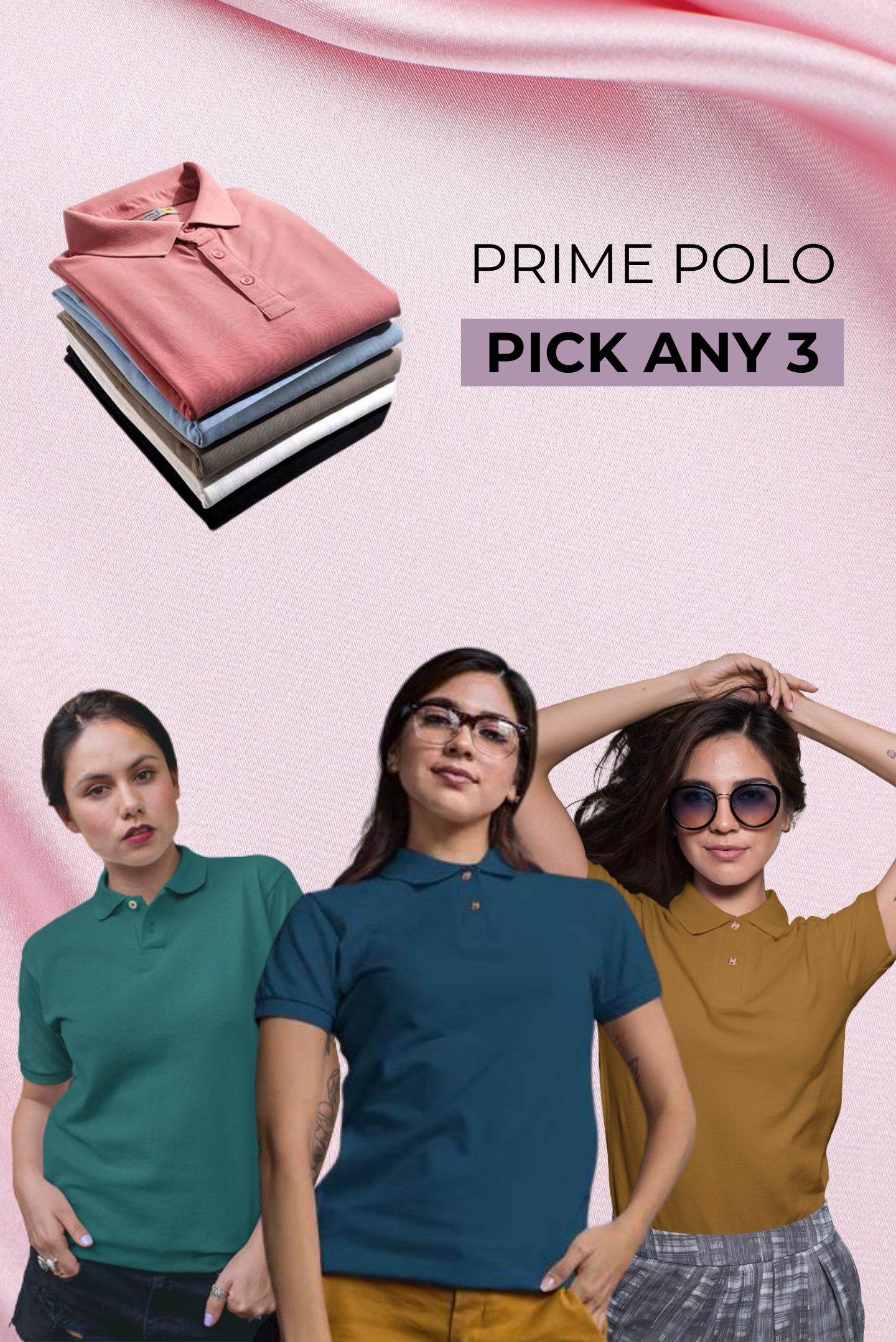 Pack of 3 Prime Polo T-shirt Women's