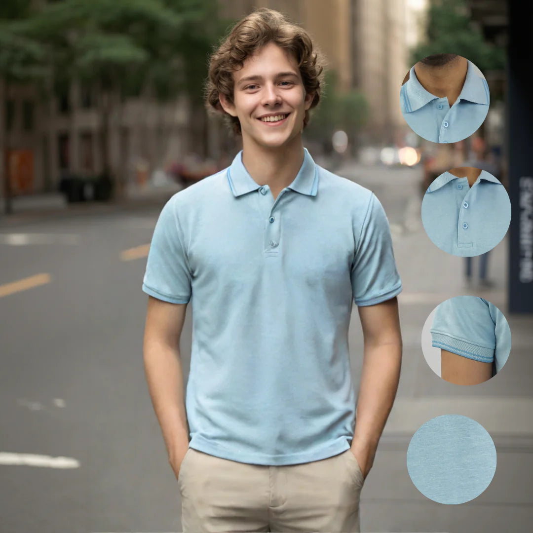 NAUTICON POLO T-SHIRT FOR MEN SKY BLUE MELANGE