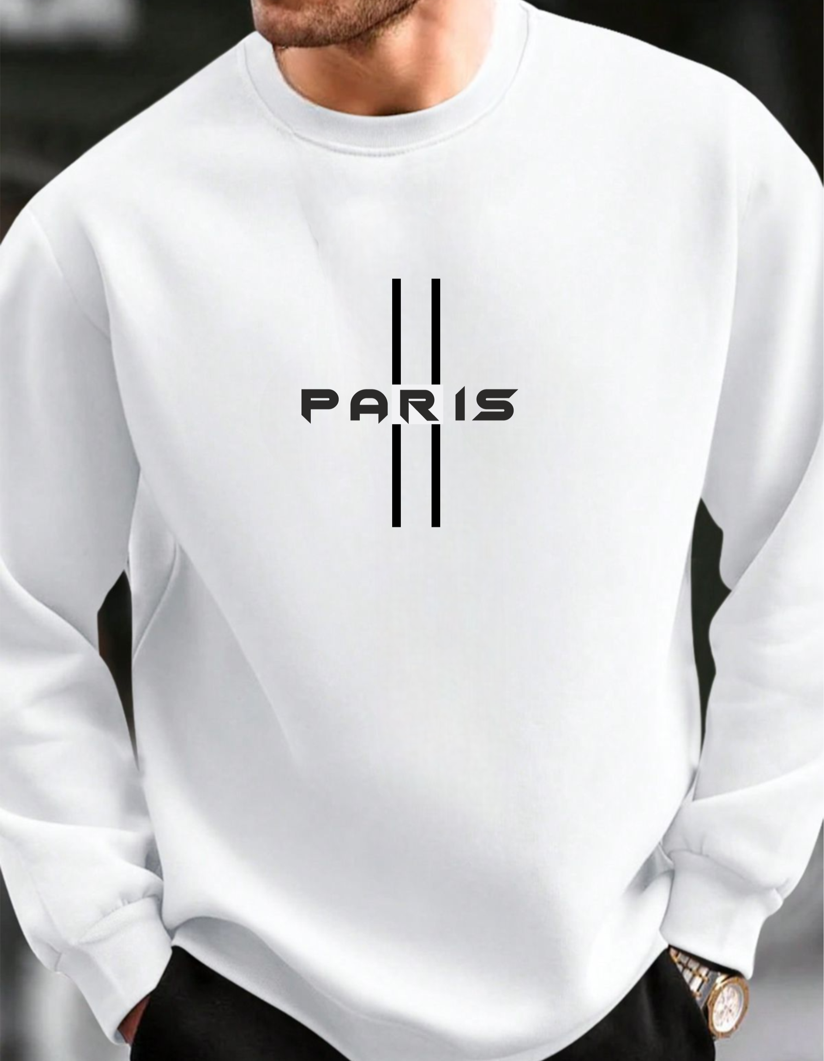 Men's Custom Hoodie POD PARIS Print Design (Front) White