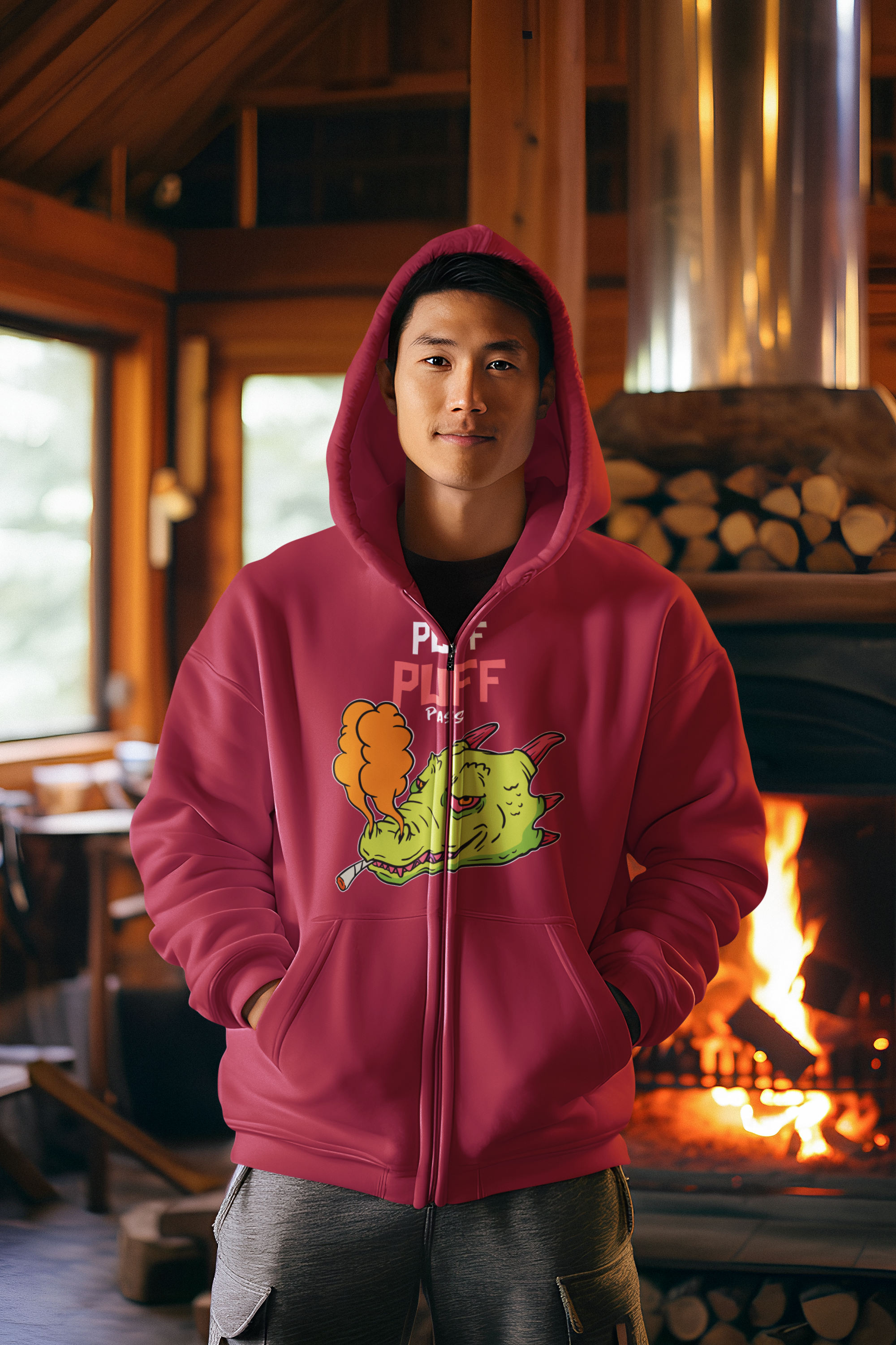 Men's Oversized Custom Hoodie in Tamarillo Color PUFF