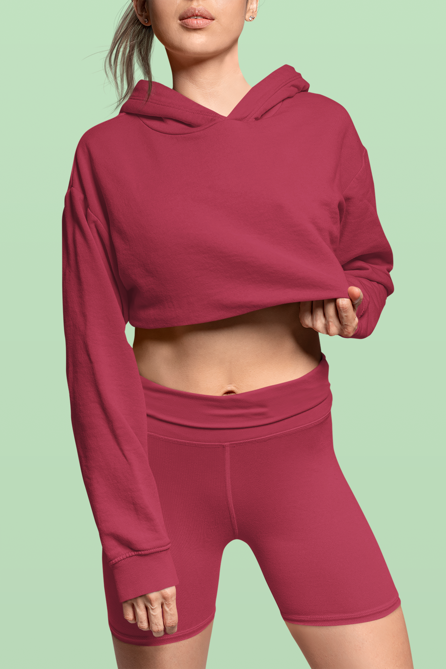 Women’s Tamarillo Color Crop Hoodie - Stylish Comfort in Bold Red