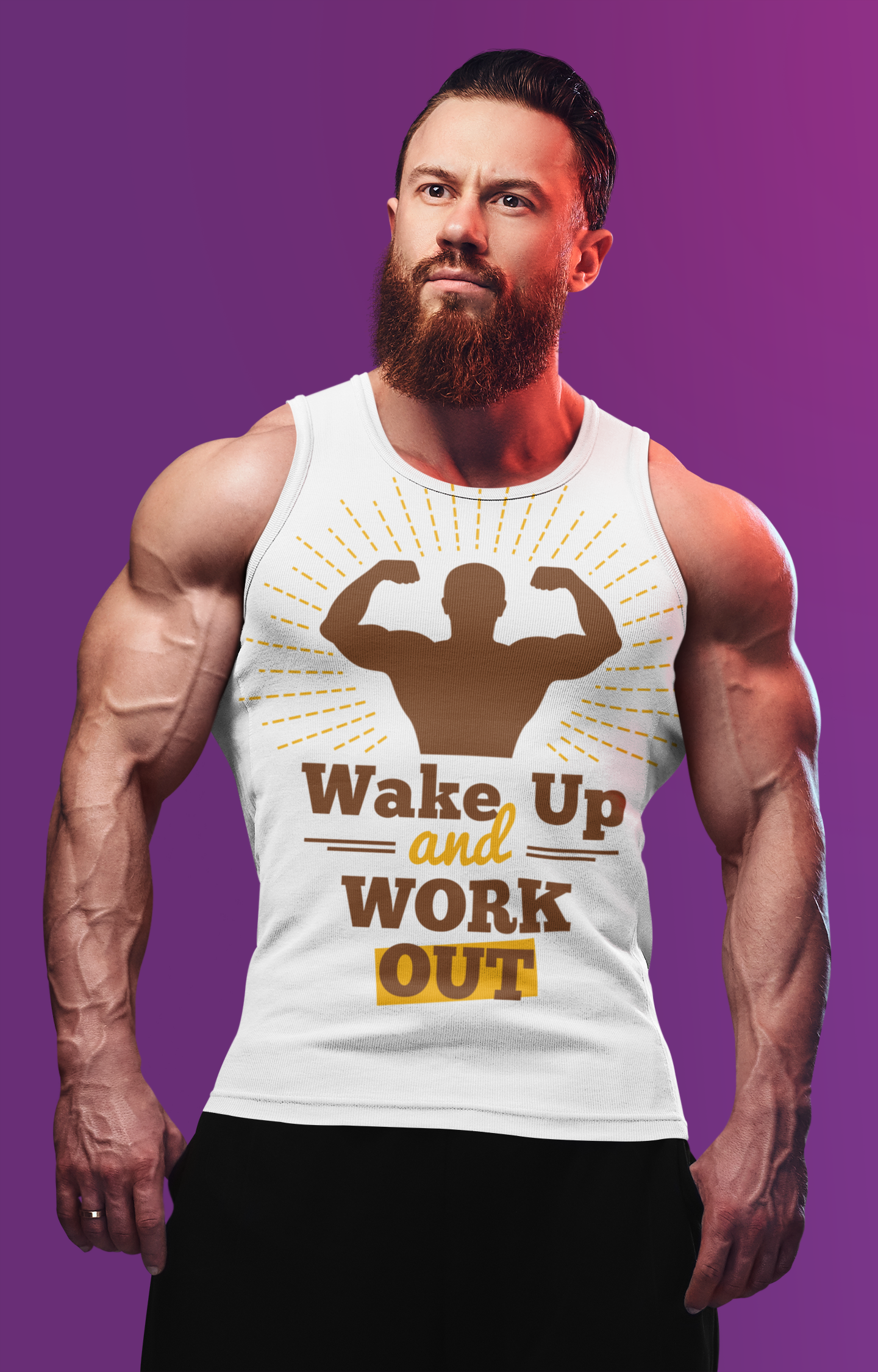 Active Gym Tank Top White Wake Up and Work OUR For Men