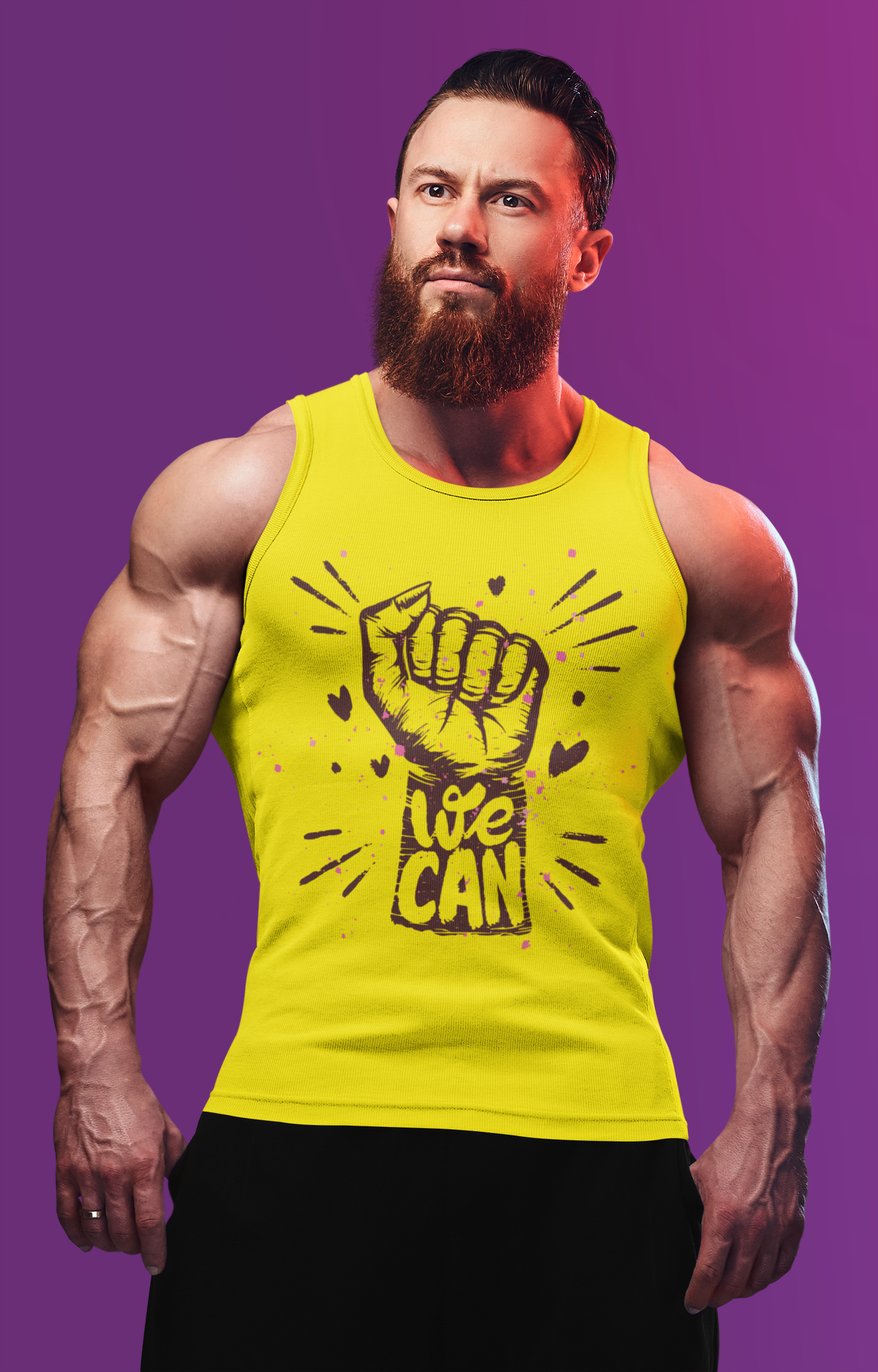 Active Gym Tank Top Lemon Yellow We Can DO IT For Men