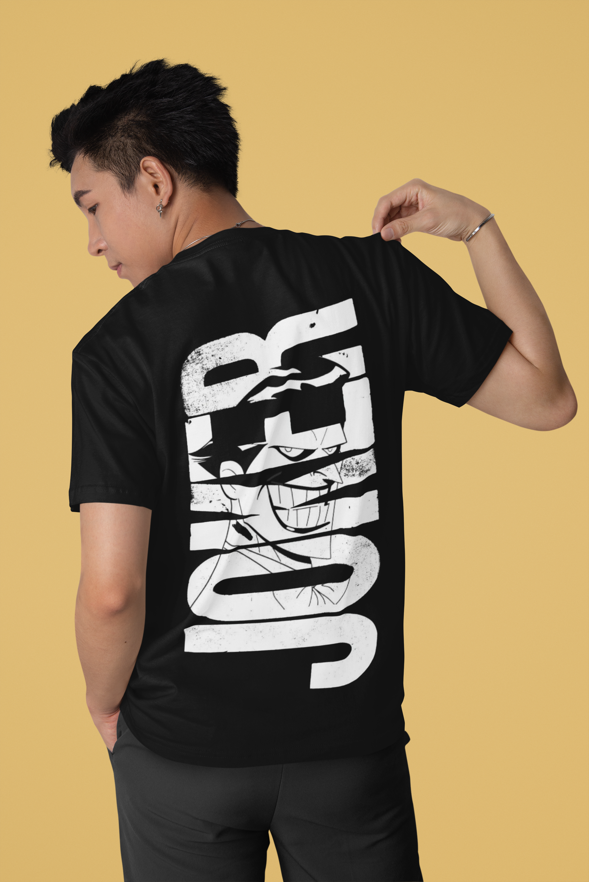 Custom T-Shirt for Men Color Black JOKER TEXT Oversize