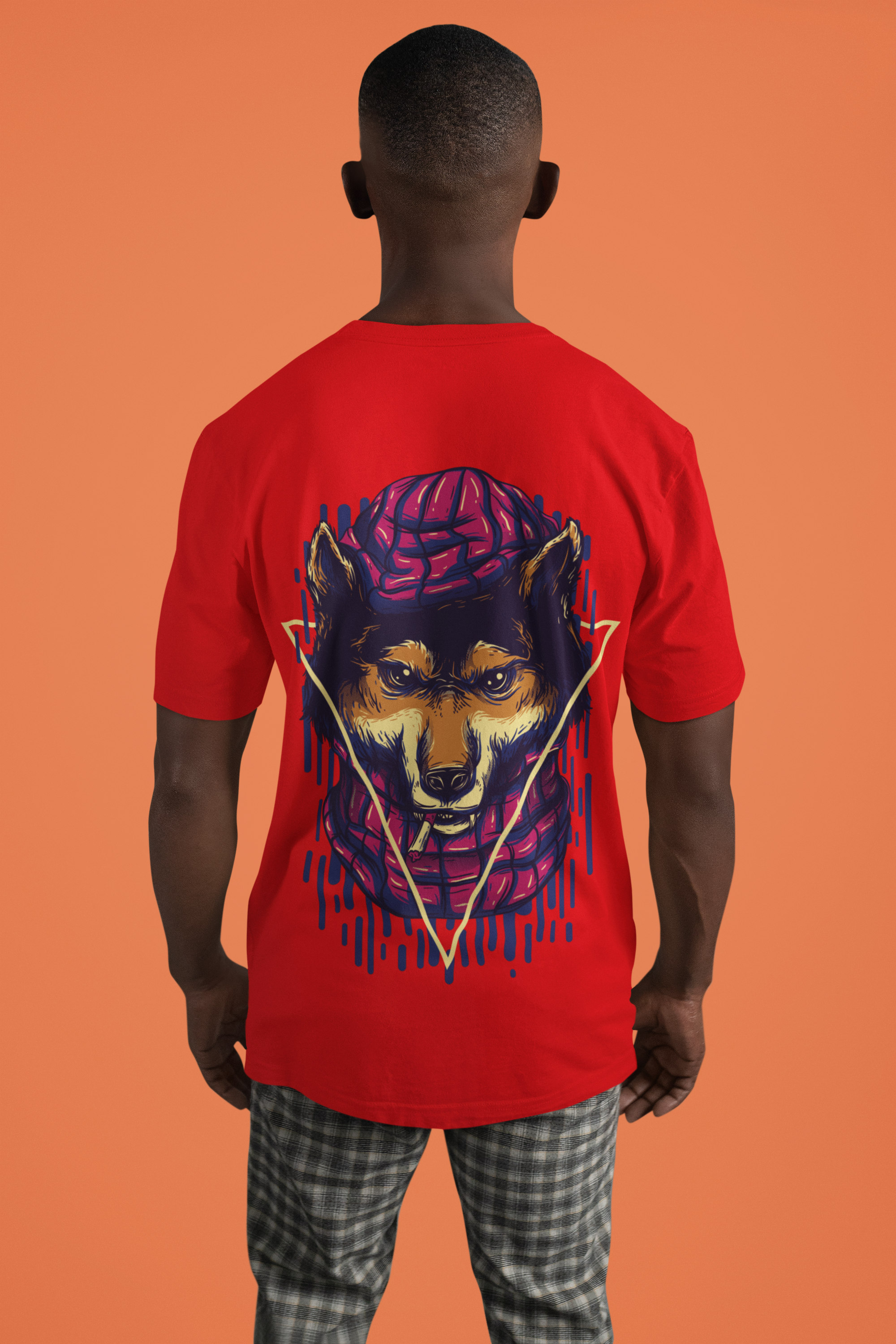 Buy Wolf Dark Red Color T-Shirt for Men