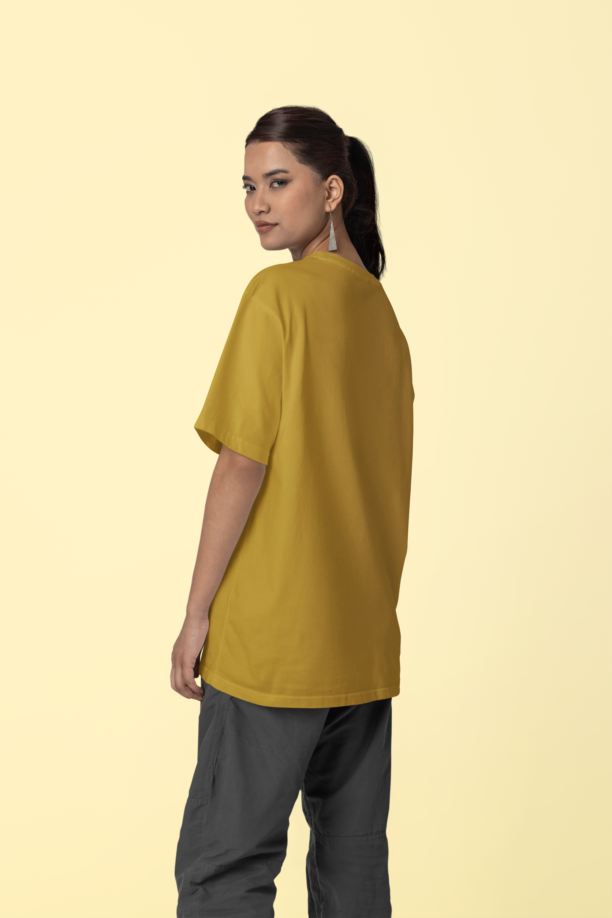 Women's Dark Gold Plain Oversize T-Shirt