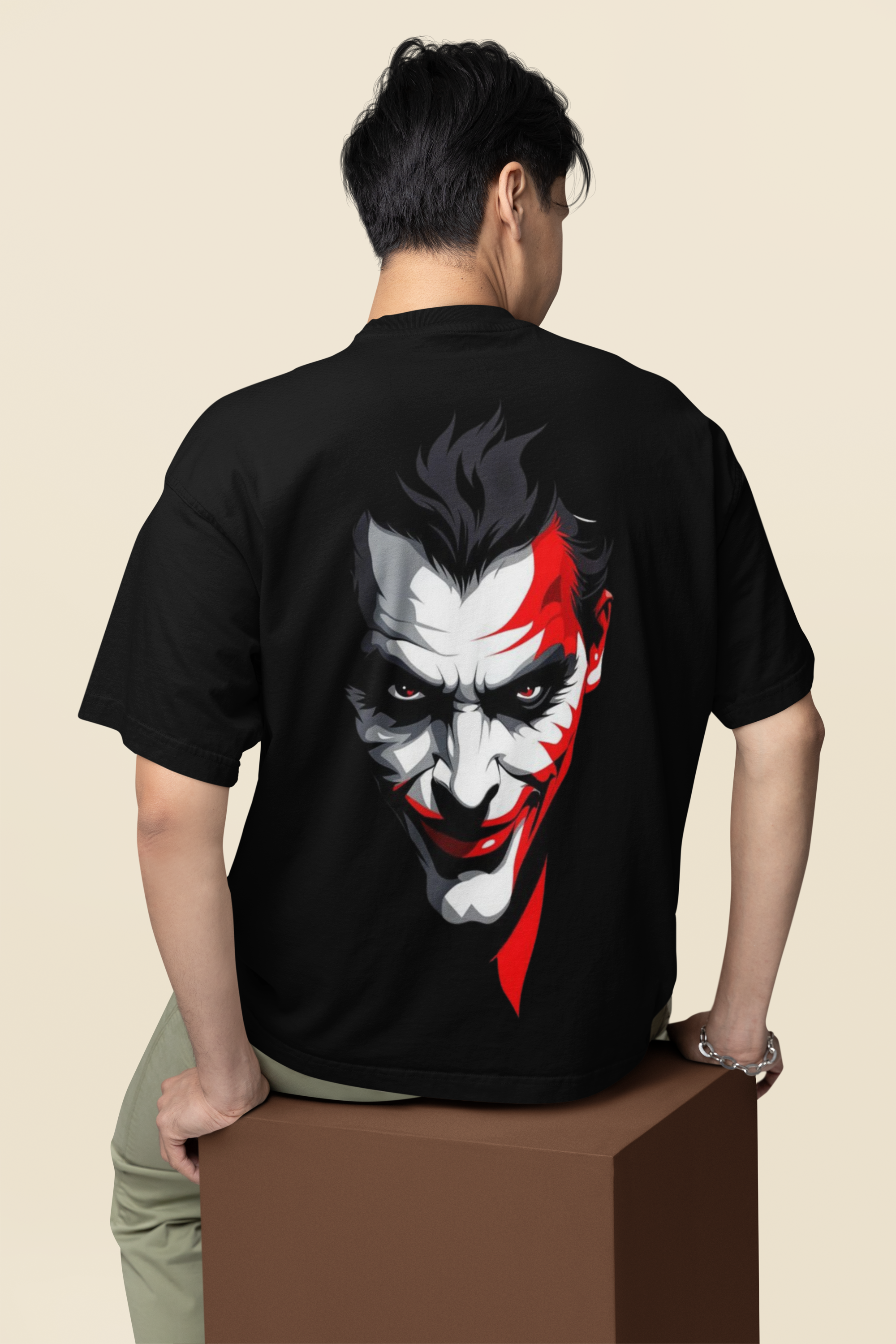 Custom T-Shirt for Men Color Black JOKER BACK Oversize