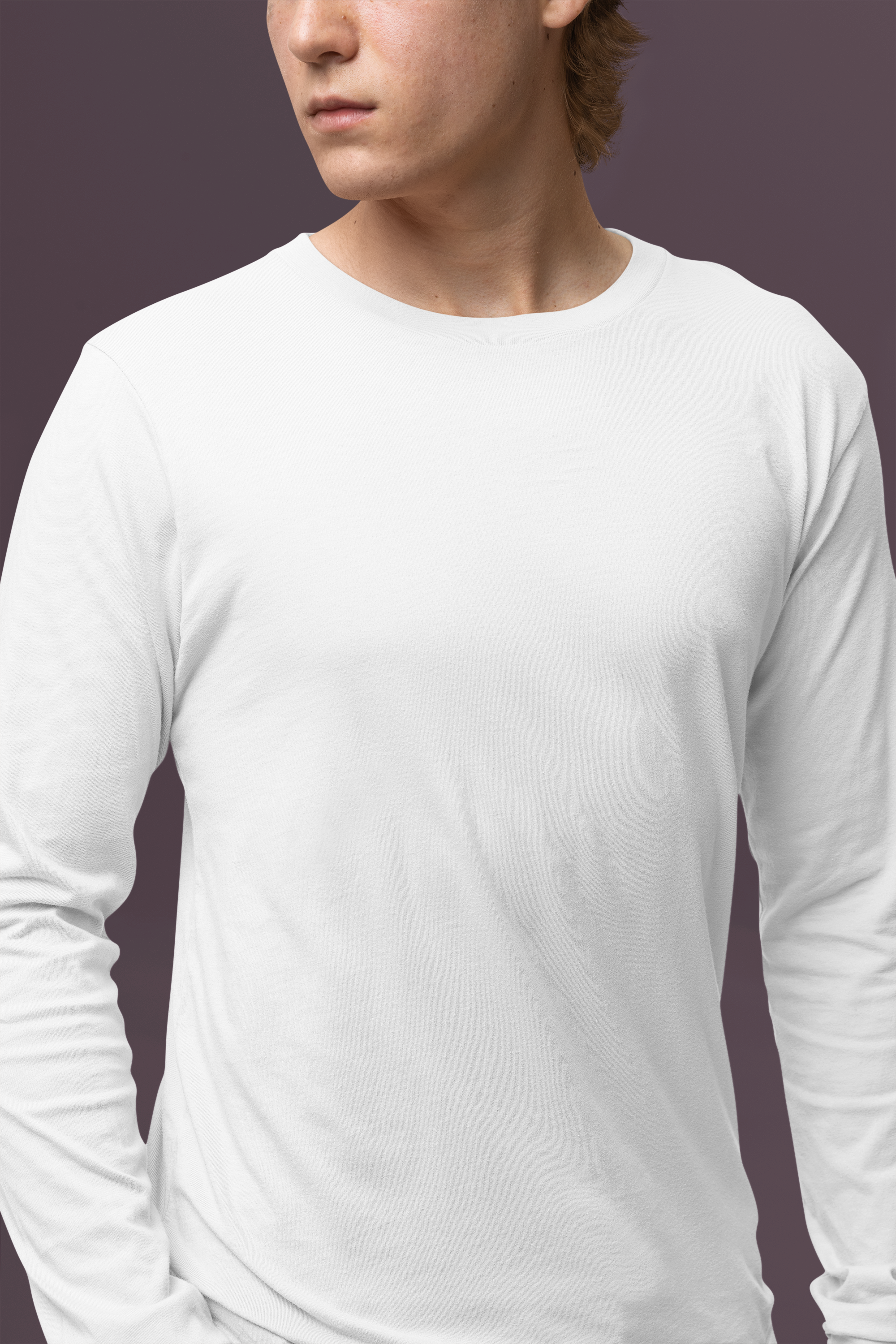 Men's Plain OFF WHITE Full Sleeves Crew Neck T-Shirt