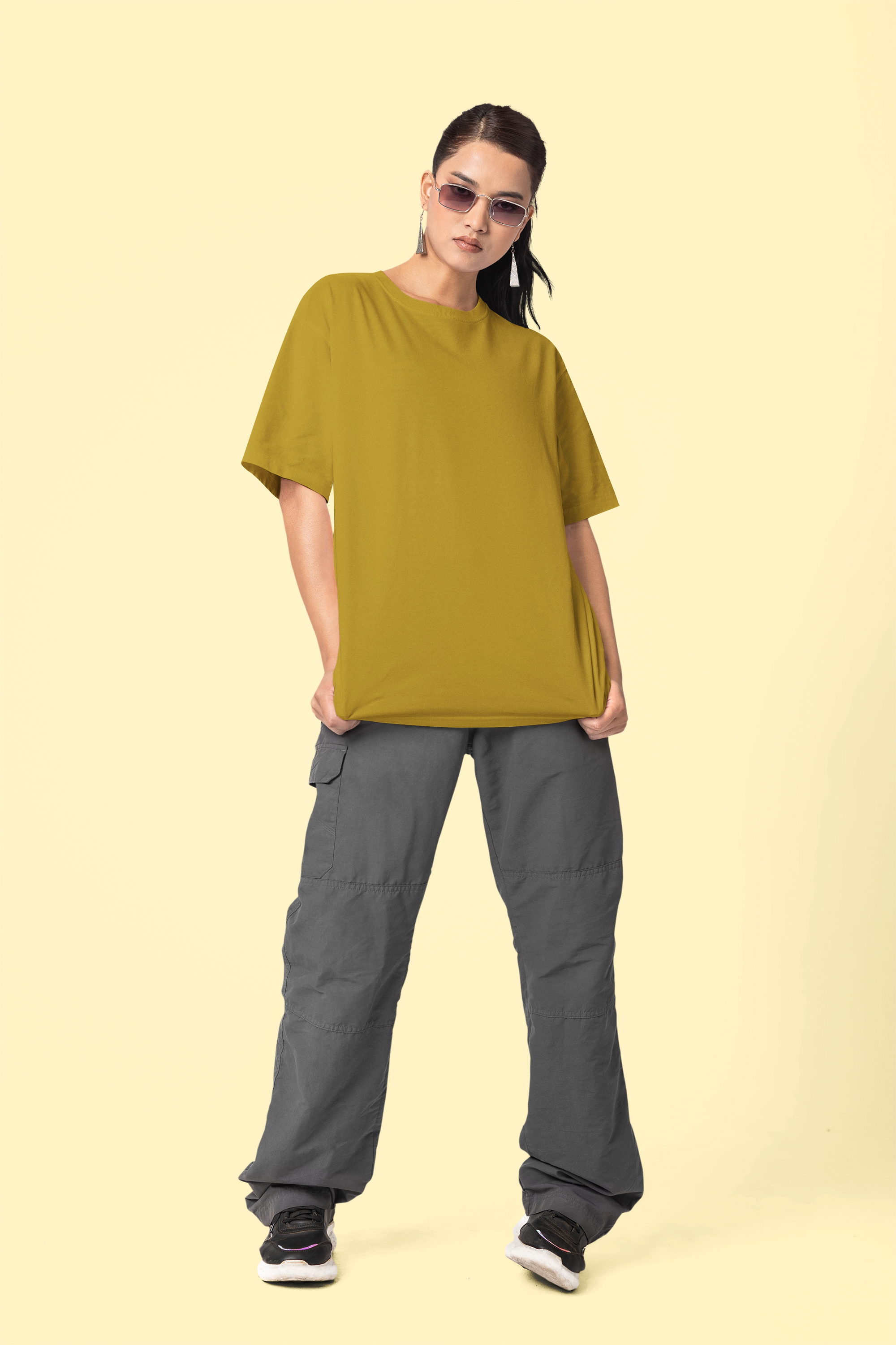 Women's Dark Gold Plain Oversize T-Shirt