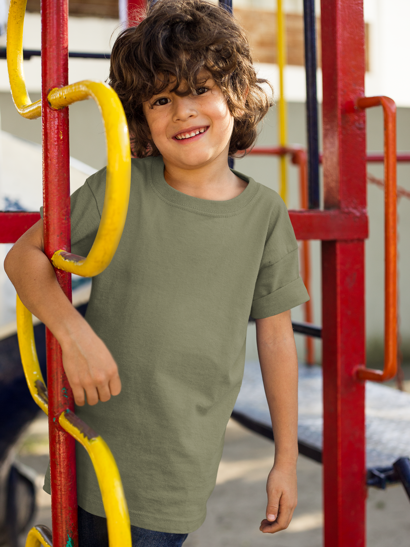 Boy's Plain Sage Grey Crew Neck T-Shirt