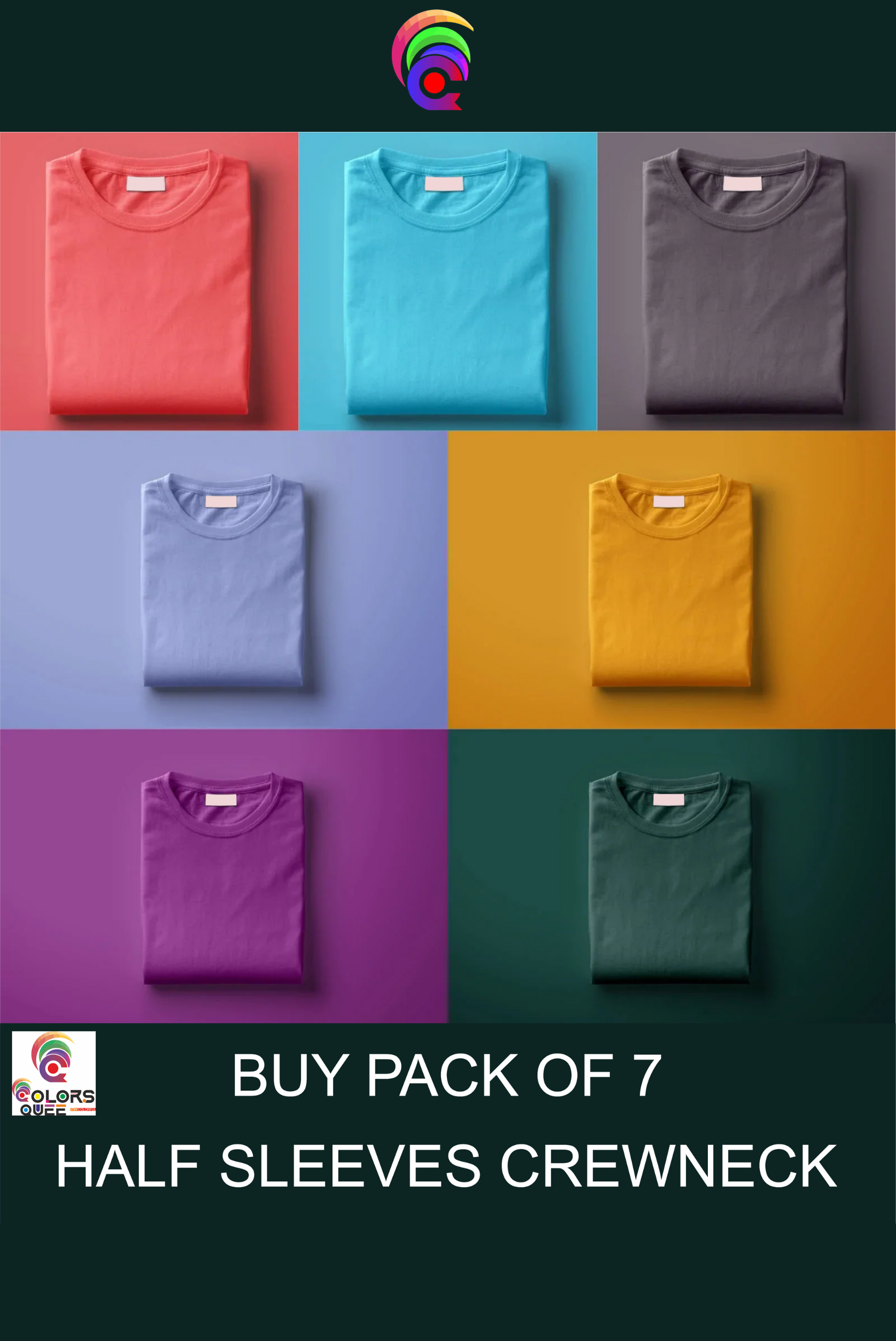 Pack of 7 Half Sleeves Crew Neck T-shirt