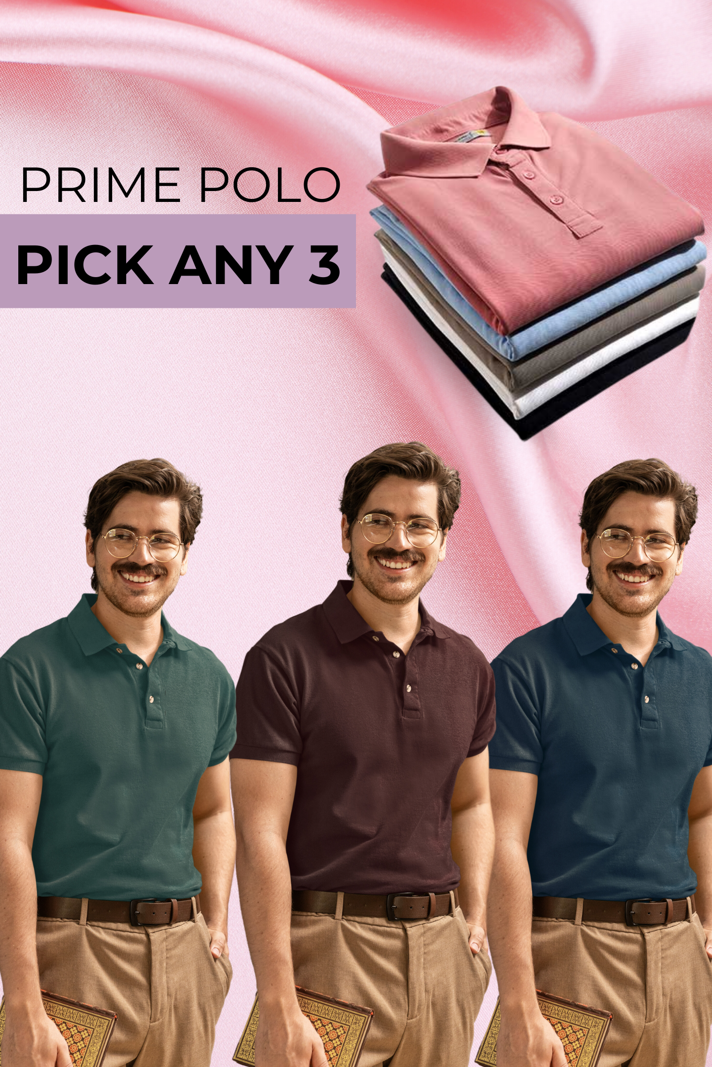 Pack of 3 Prime Polo T-shirt Men's