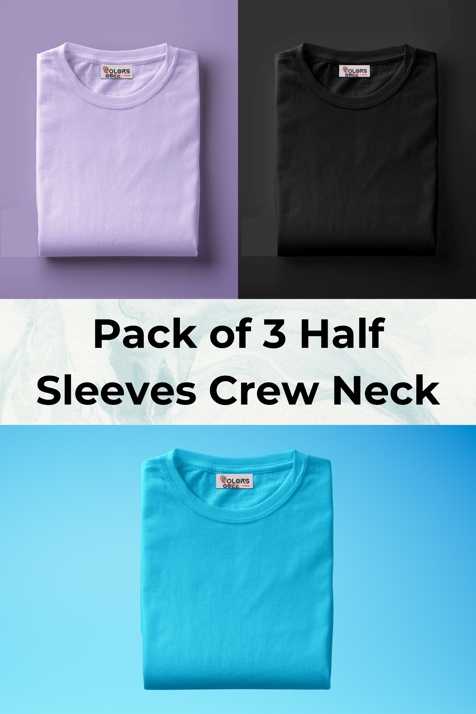 Pack of 3  Half Sleeves Crew Neck T-shirt