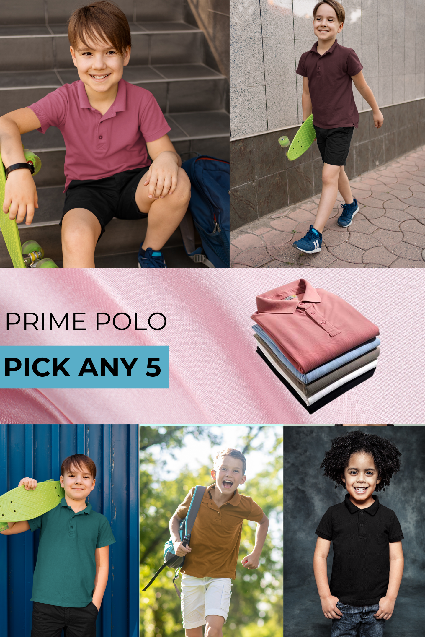 Boy's Prime Polo Pack of 5