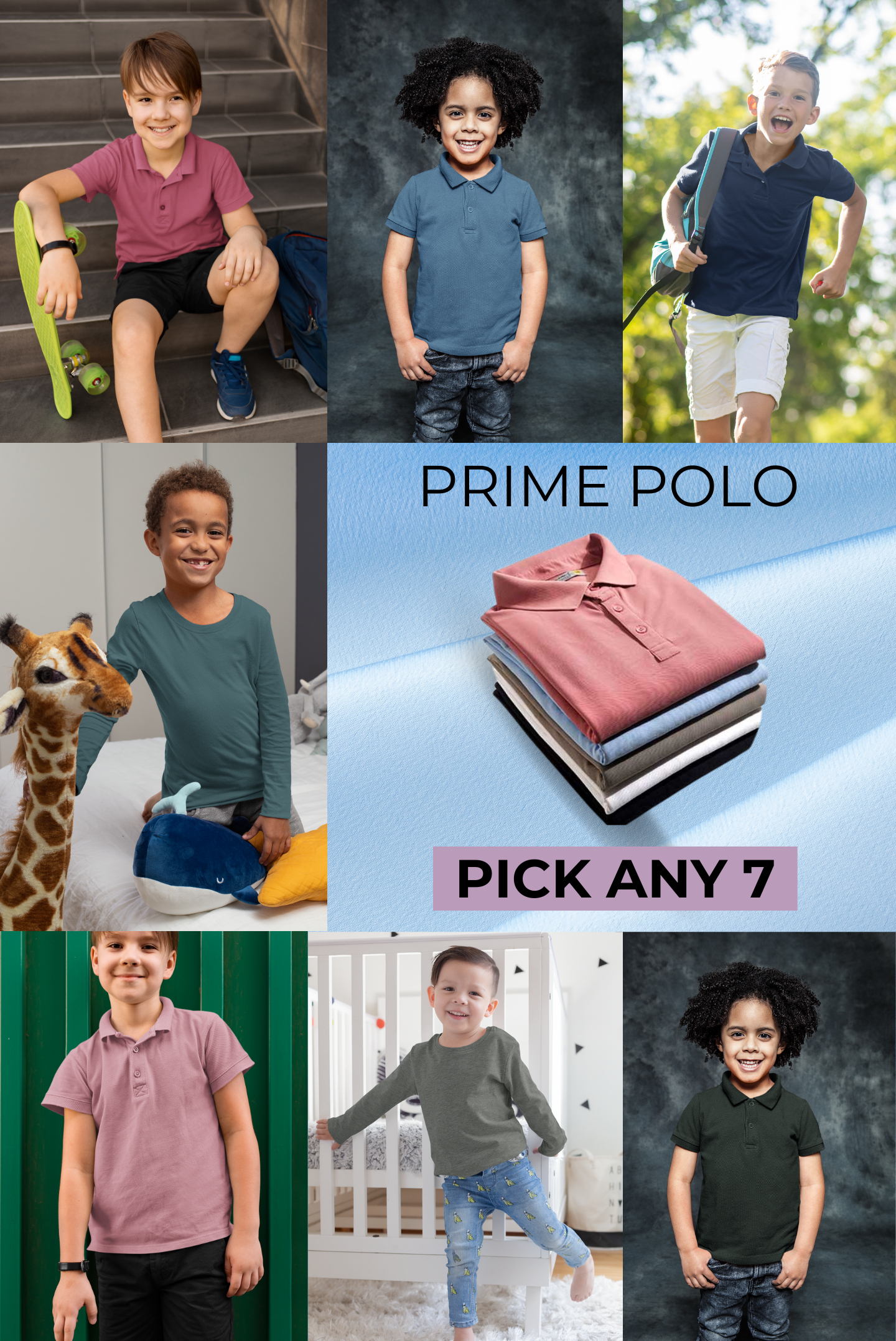 Boy's Prime Polo Pack of 7