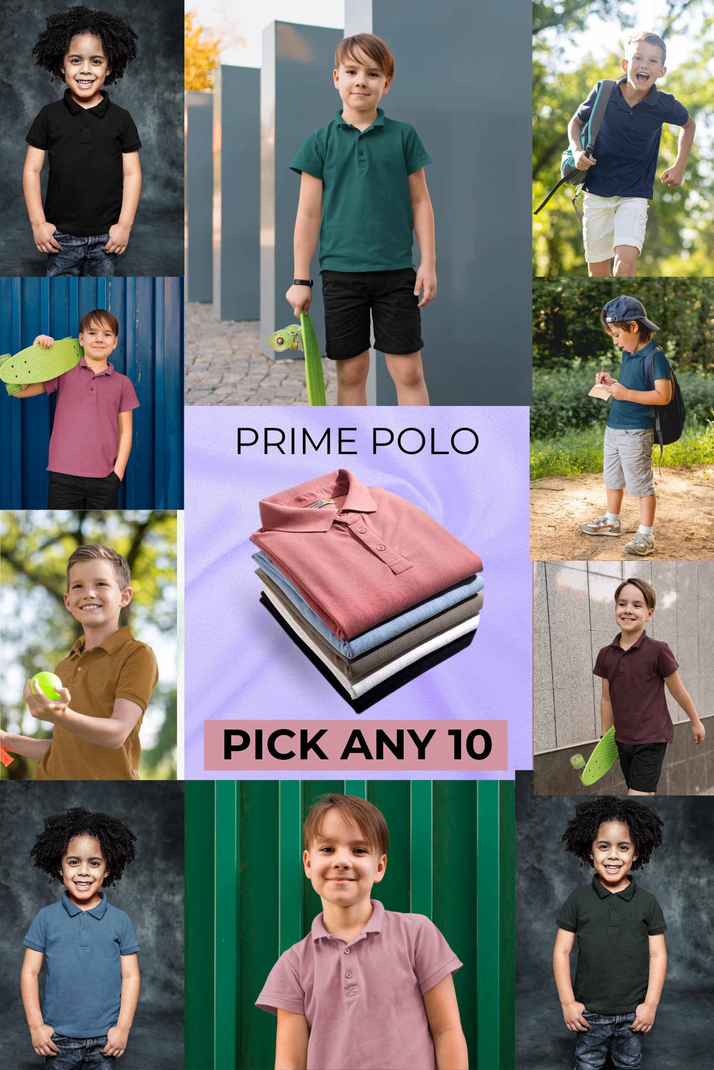 Boy's Prime Polo Pack of 10