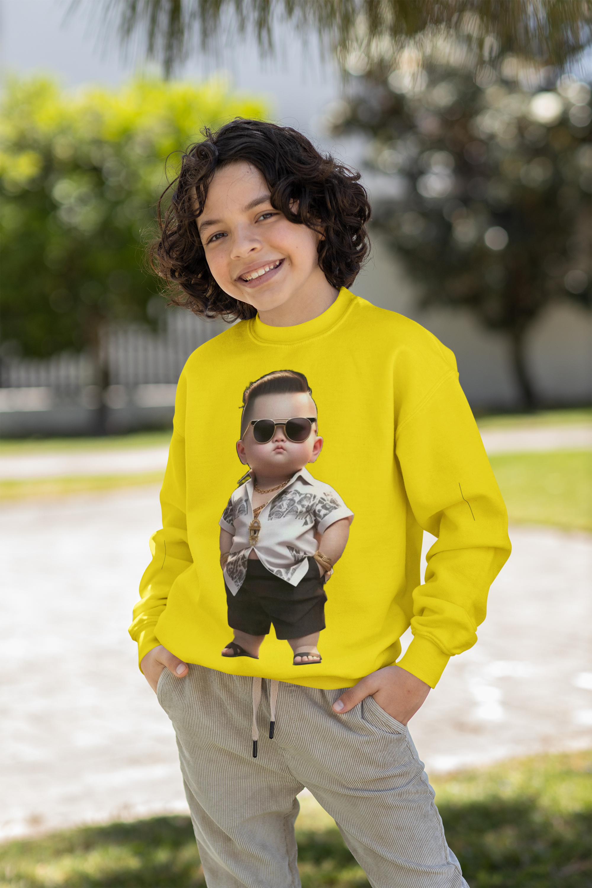 KID's Printed Yellow Sweatshirt