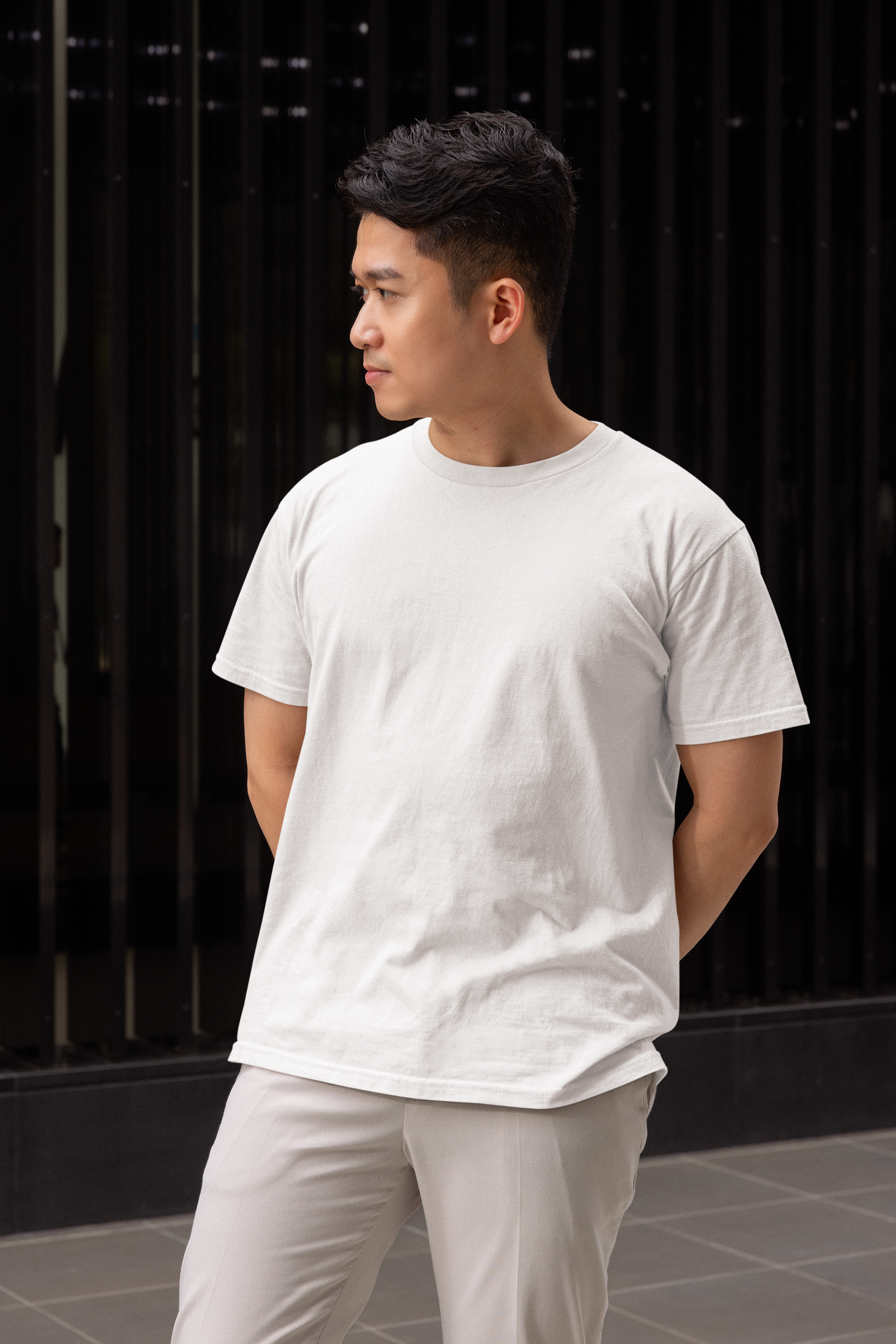 Plain OFF White Crew Neck T-Shirt Men