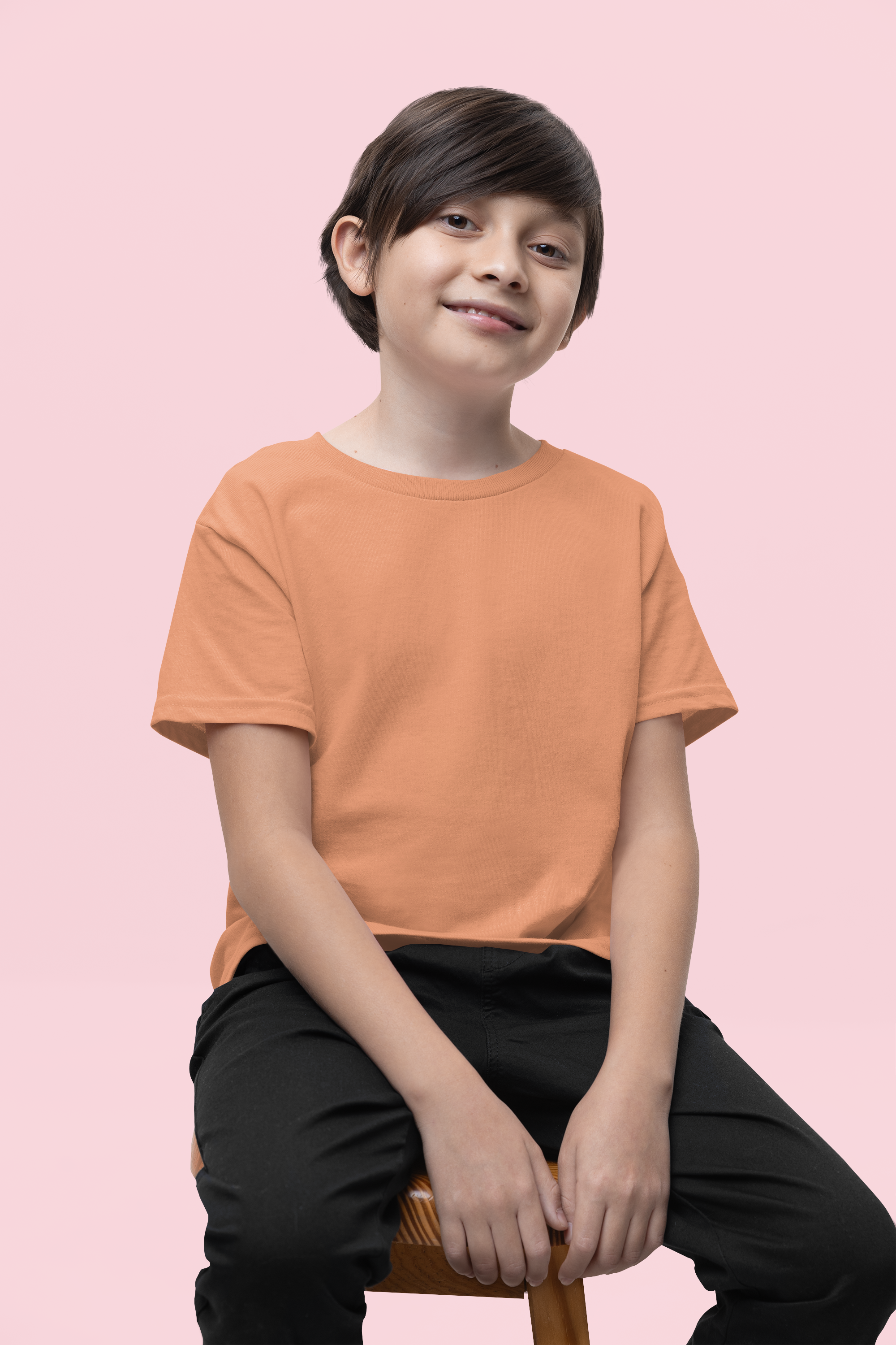 Boy's Plain Brown Sugar Crew Neck T-Shirt