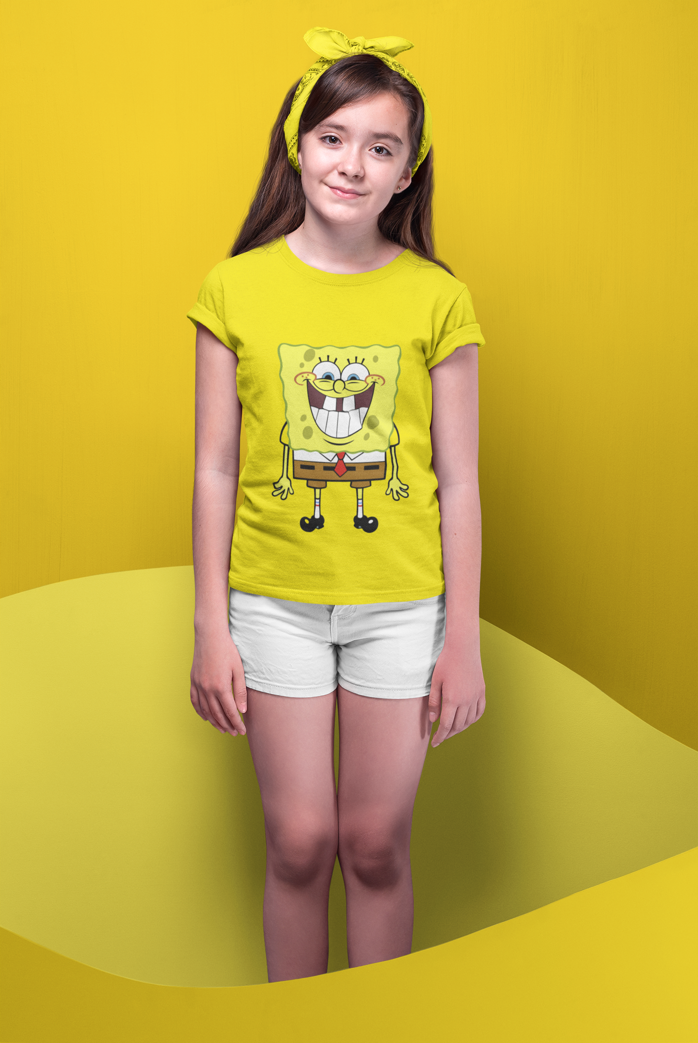 The Spongebob Girl's Lemon Yellow Crew Neck Custom T-Shirt