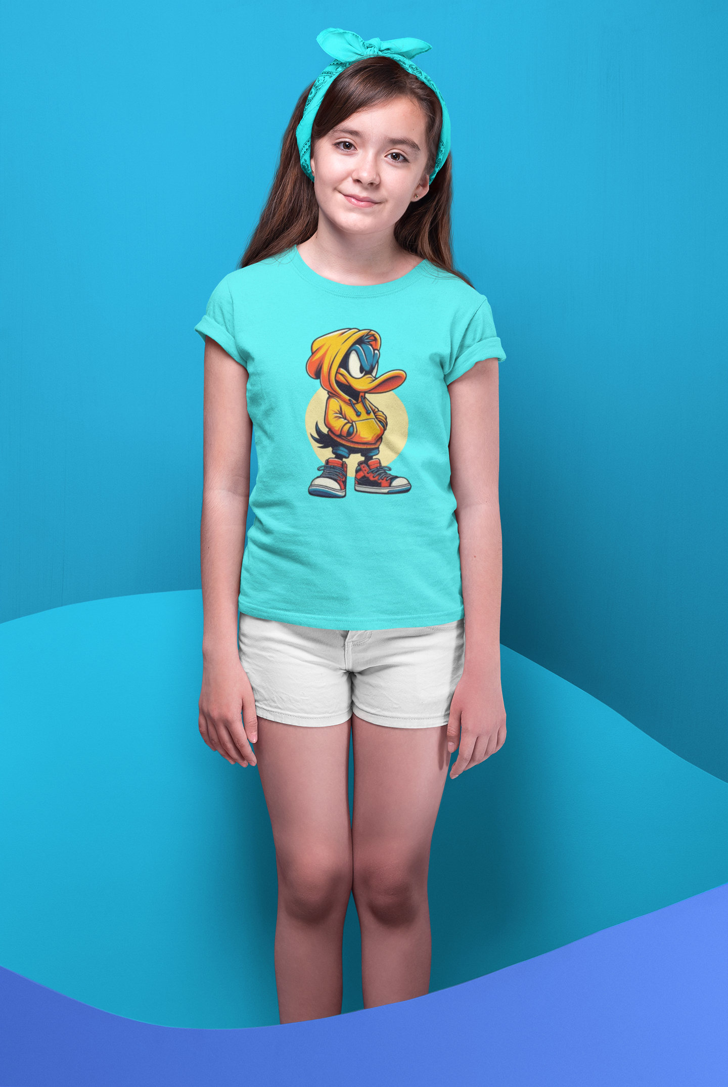 Duffy Duck Girl's Blue Diamond Crew Neck T-Shirt