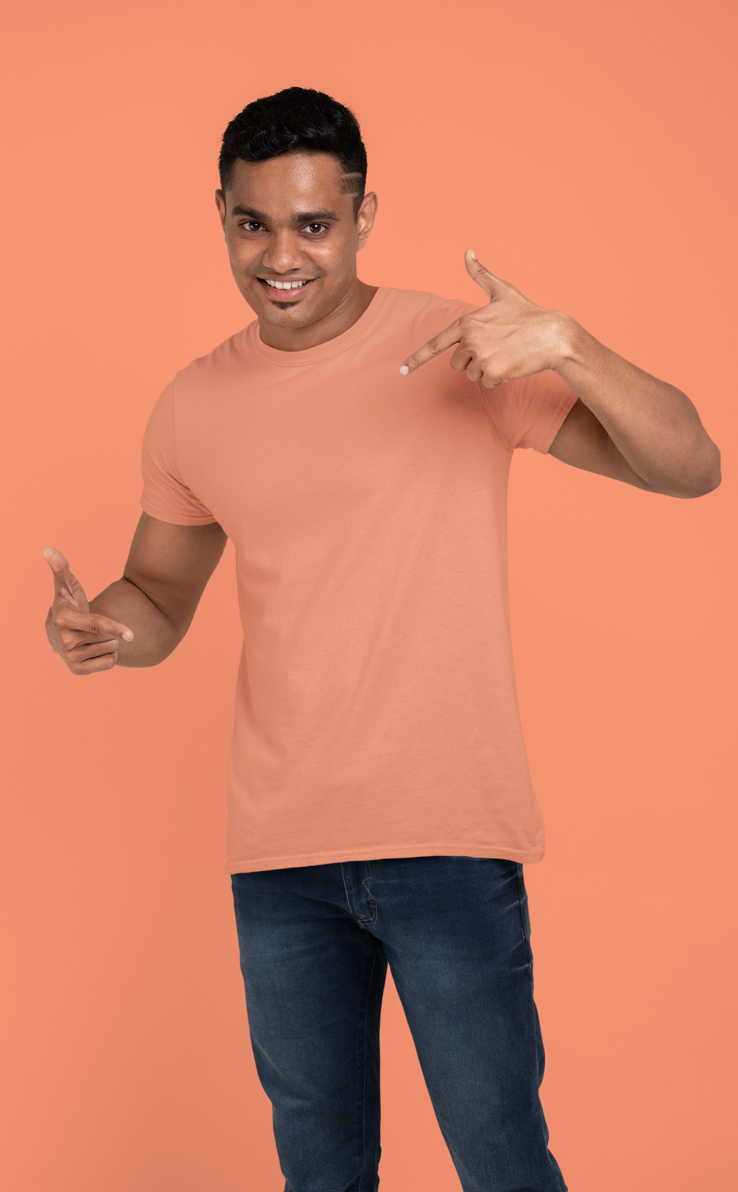 Plain Blushing Peach Crew Neck T-Shirt Men