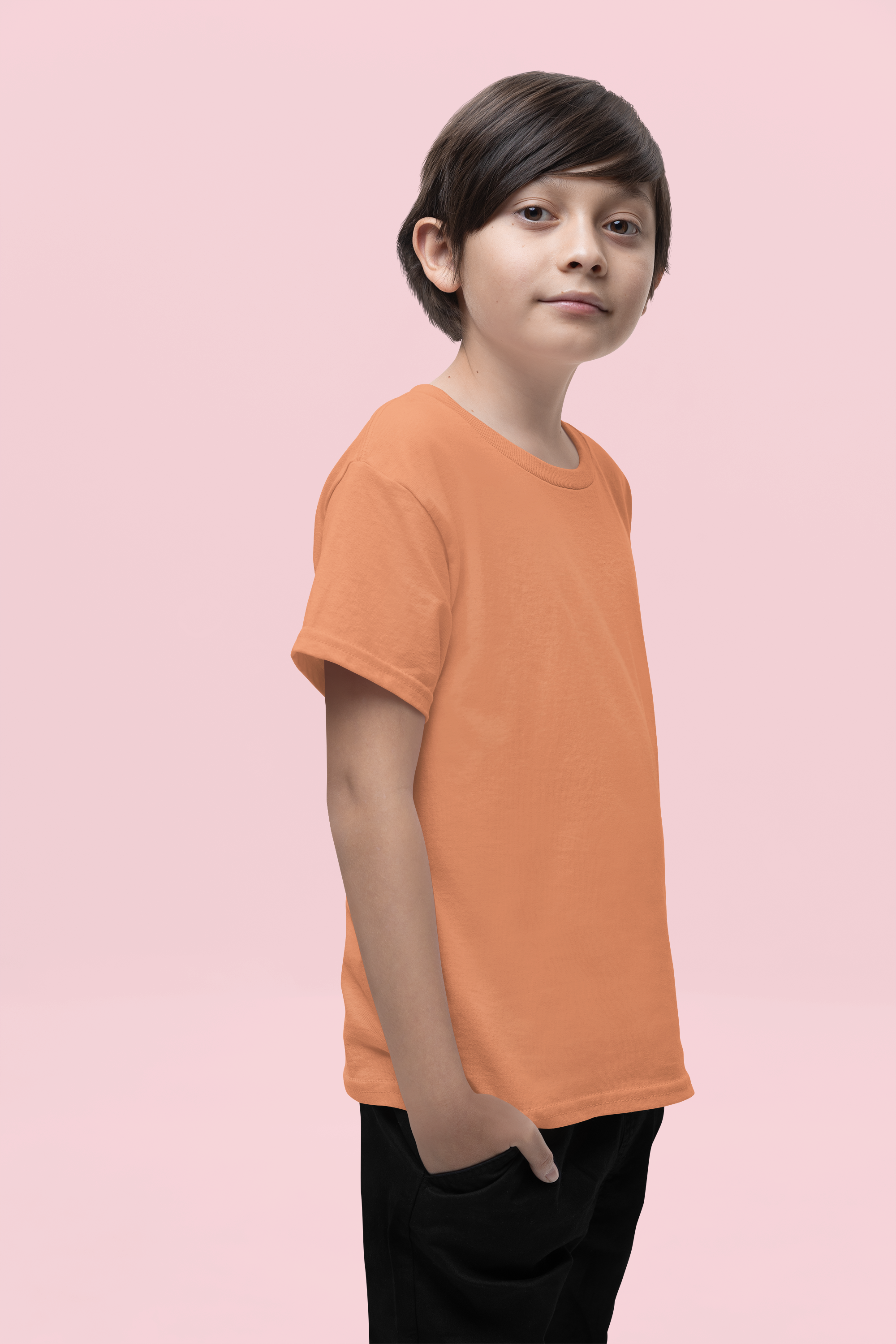 Boy's Plain Brown Sugar Crew Neck T-Shirt