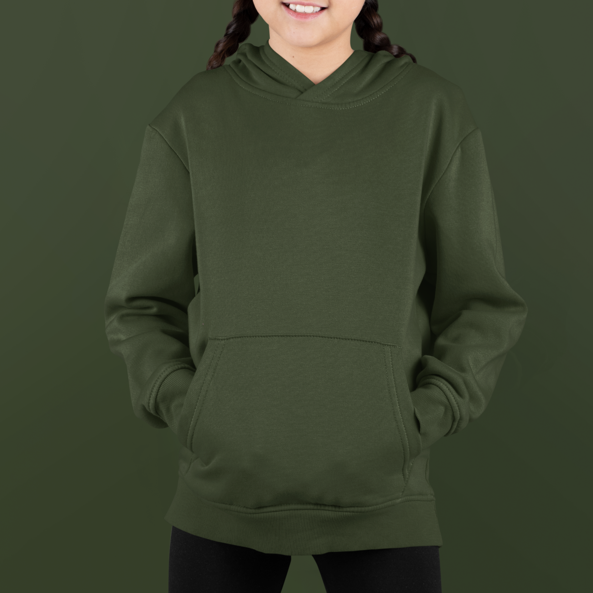 Girls Black Olive Hoodie