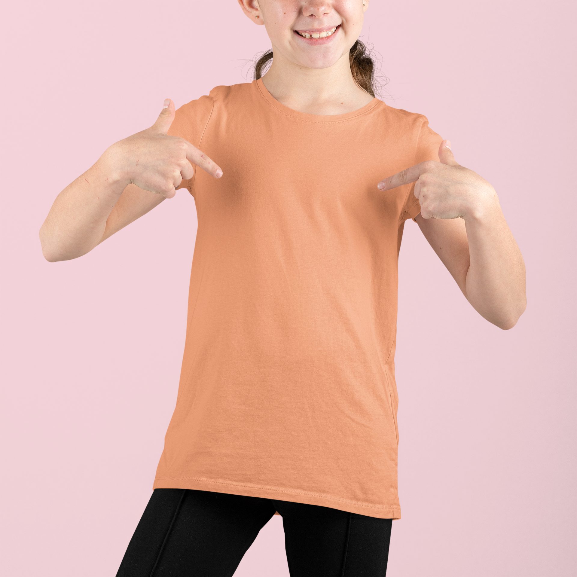 Girls's Plain Brown Sugar Crew Neck T-Shirt