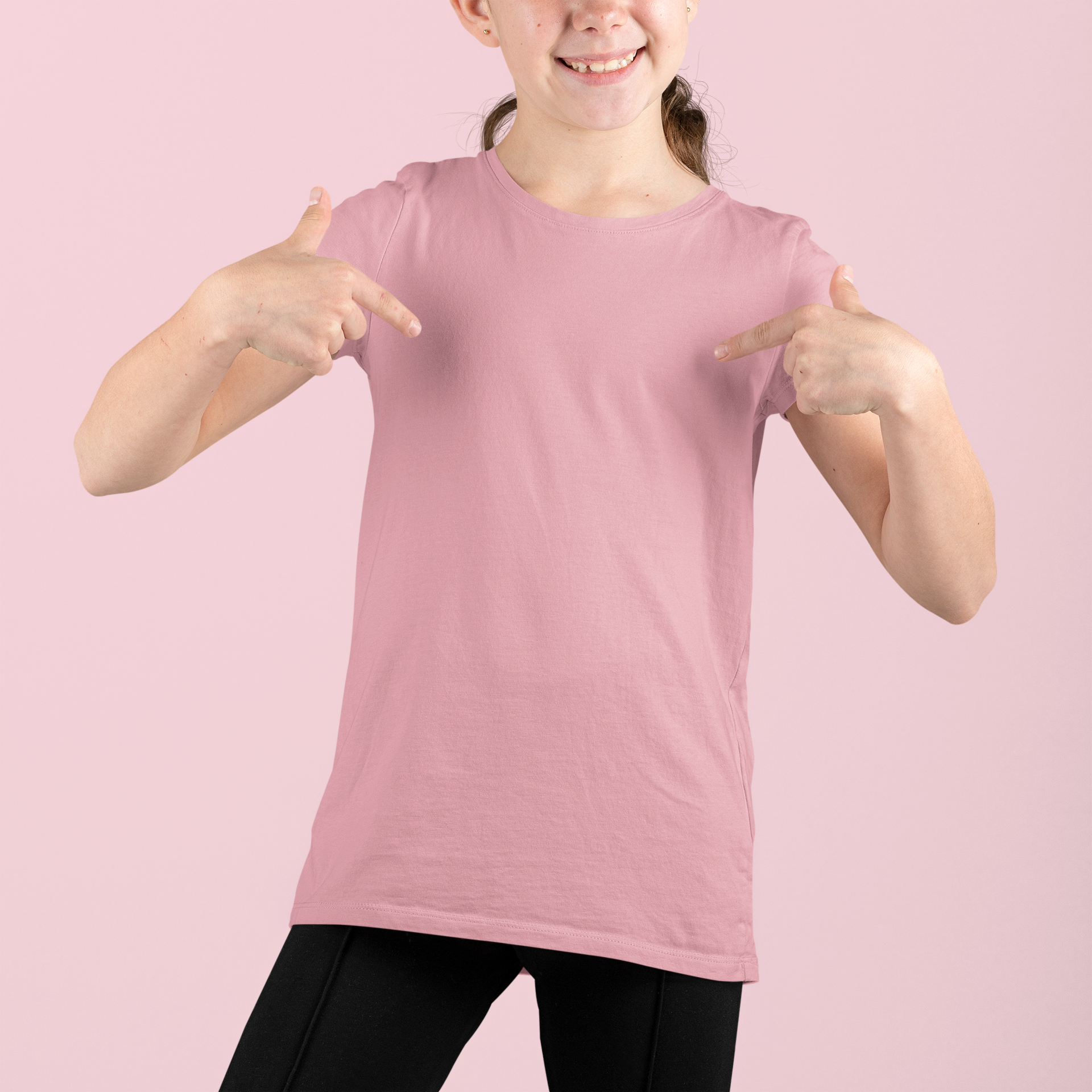 Girl's Plain Daisy Pink Crew Neck T-Shirt