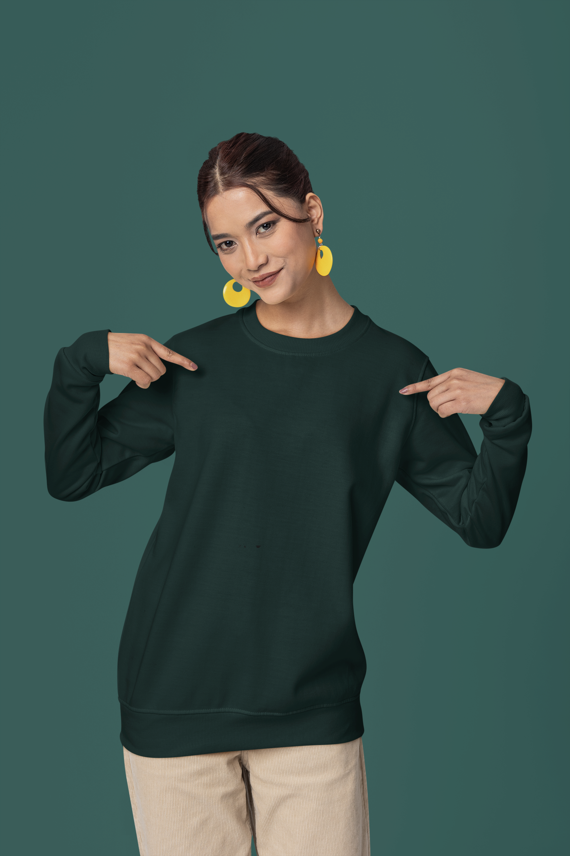 Women Sweatshirt/Bottle Green Modern Design for Effortless Fashion