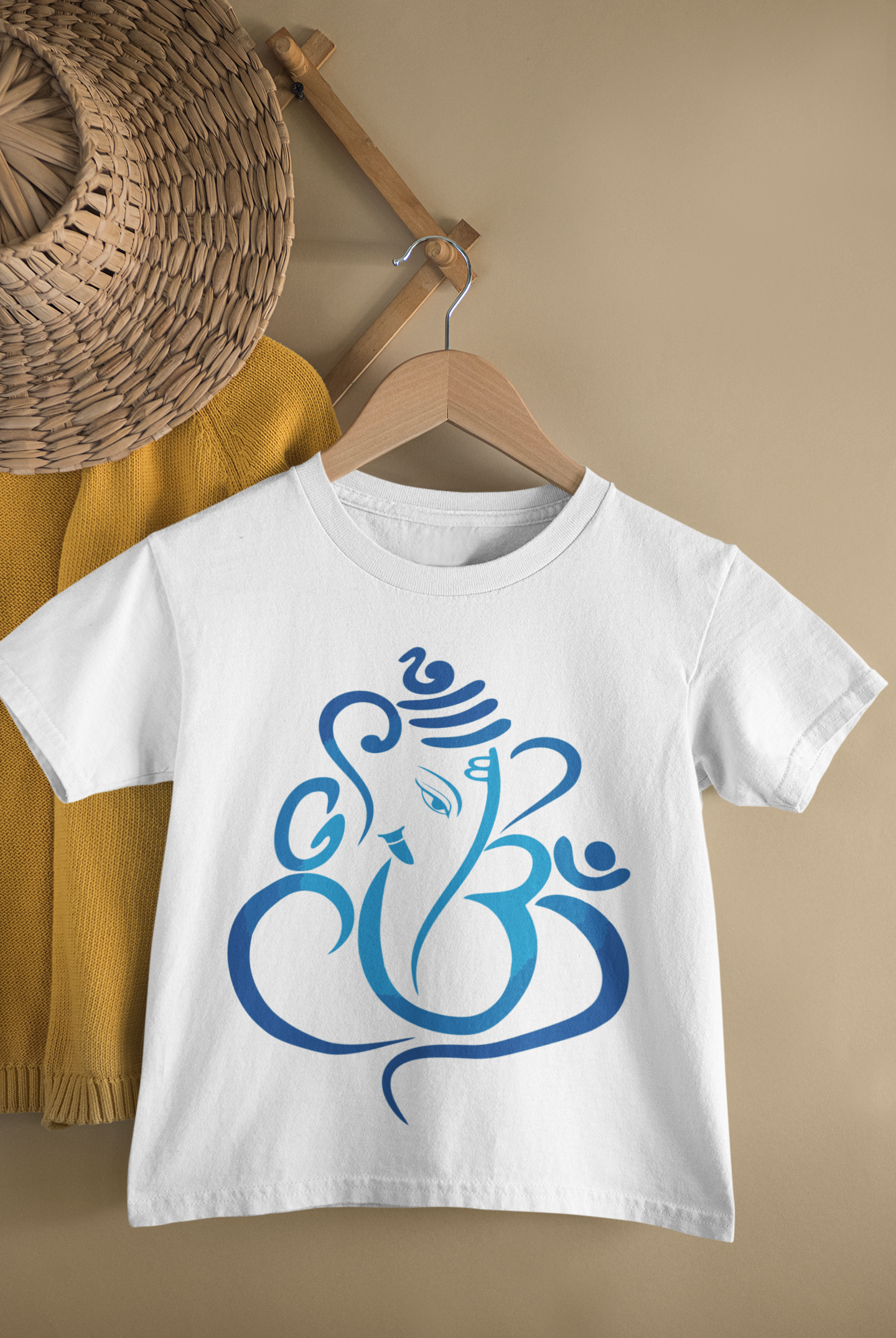 Lord Ganesha Kids Crew Neck T-Shirt Blue