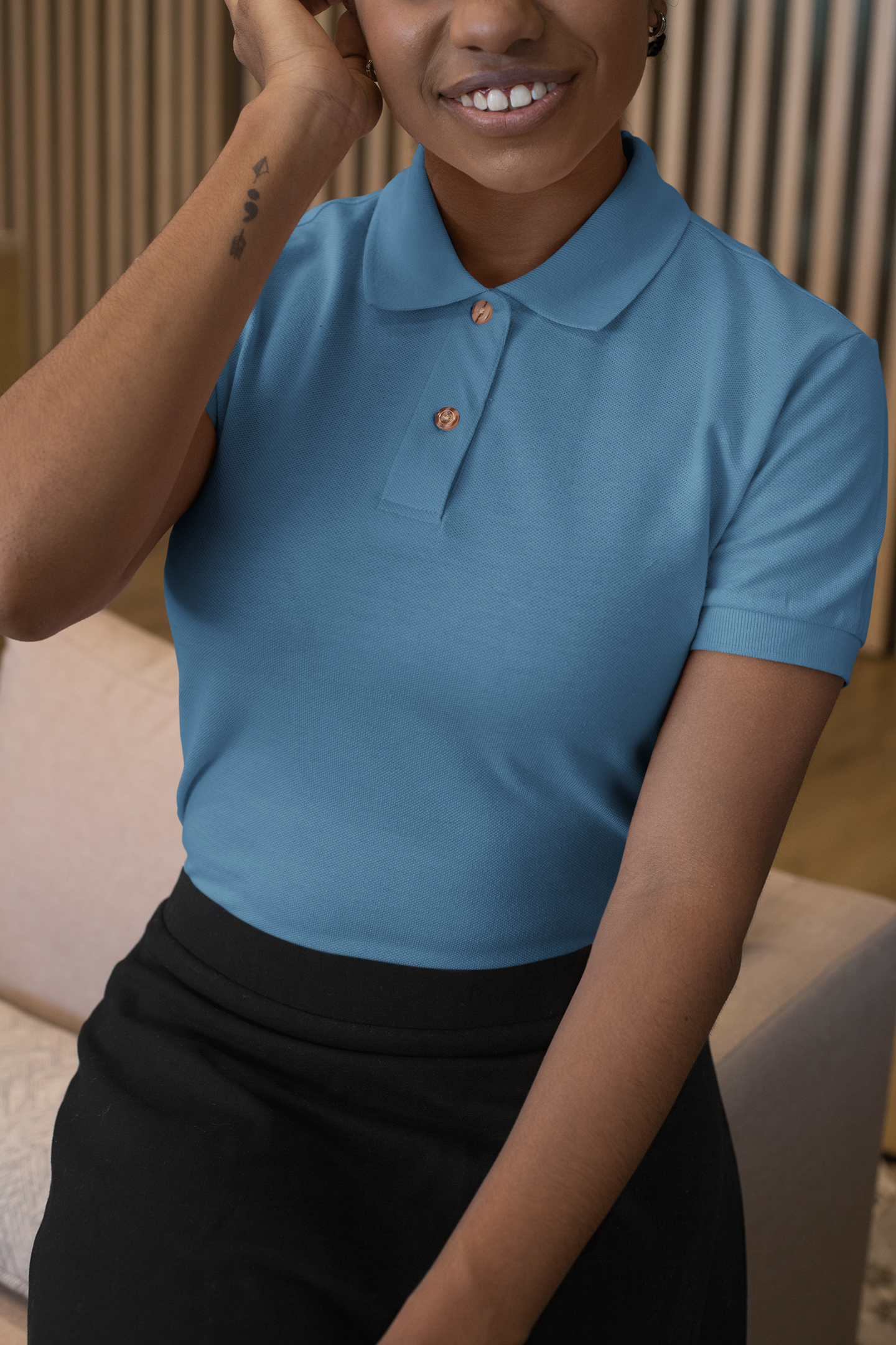 Women's Dull Blue Prime Polo T-Shirt