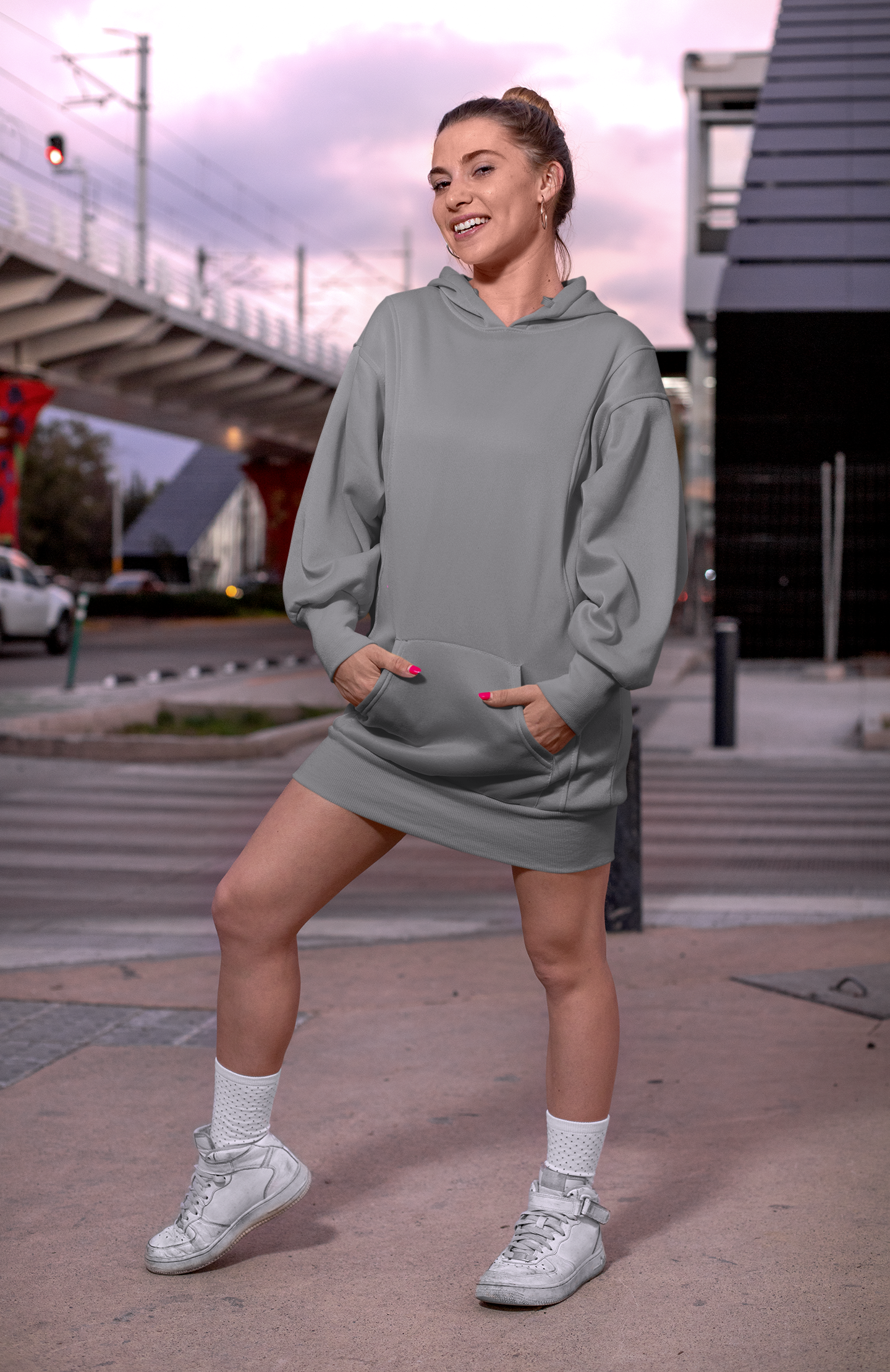 Women's Grey Color Hoodie