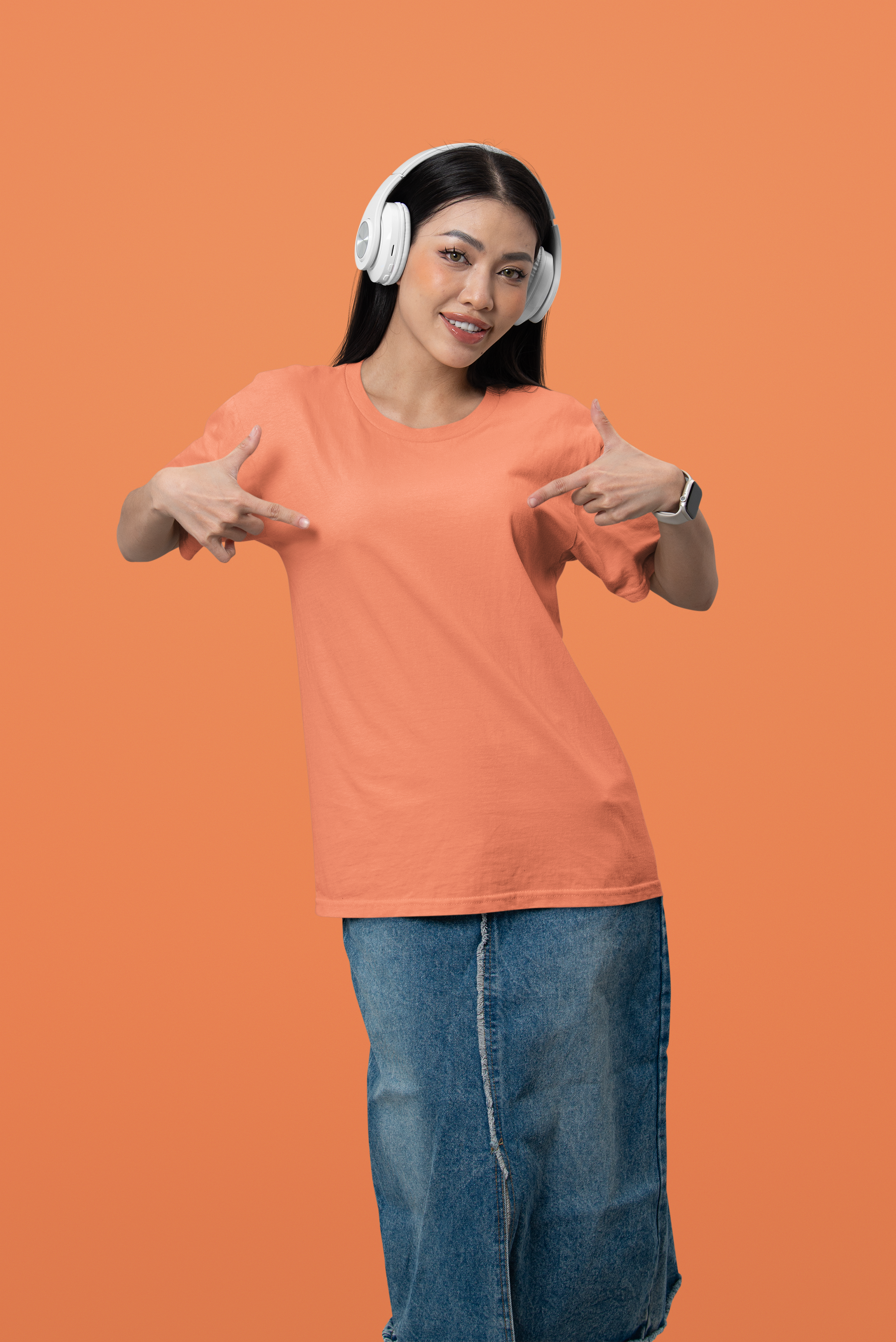 Women's Plain Blushing PEACH Crew Neck T-Shirt