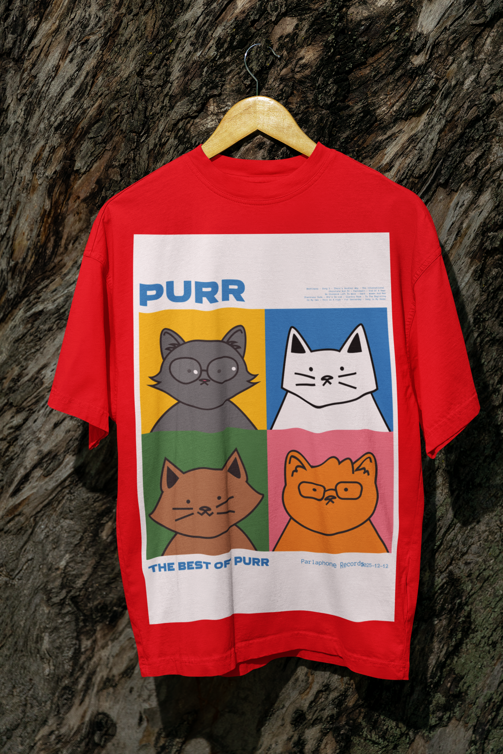 PURR Dark RED Oversize T-Shirt Men