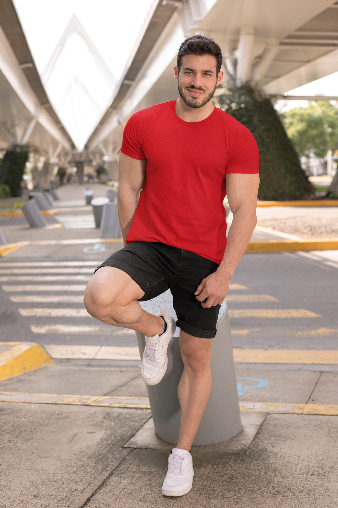 Plain Dark RED Crew Neck T-Shirt Men