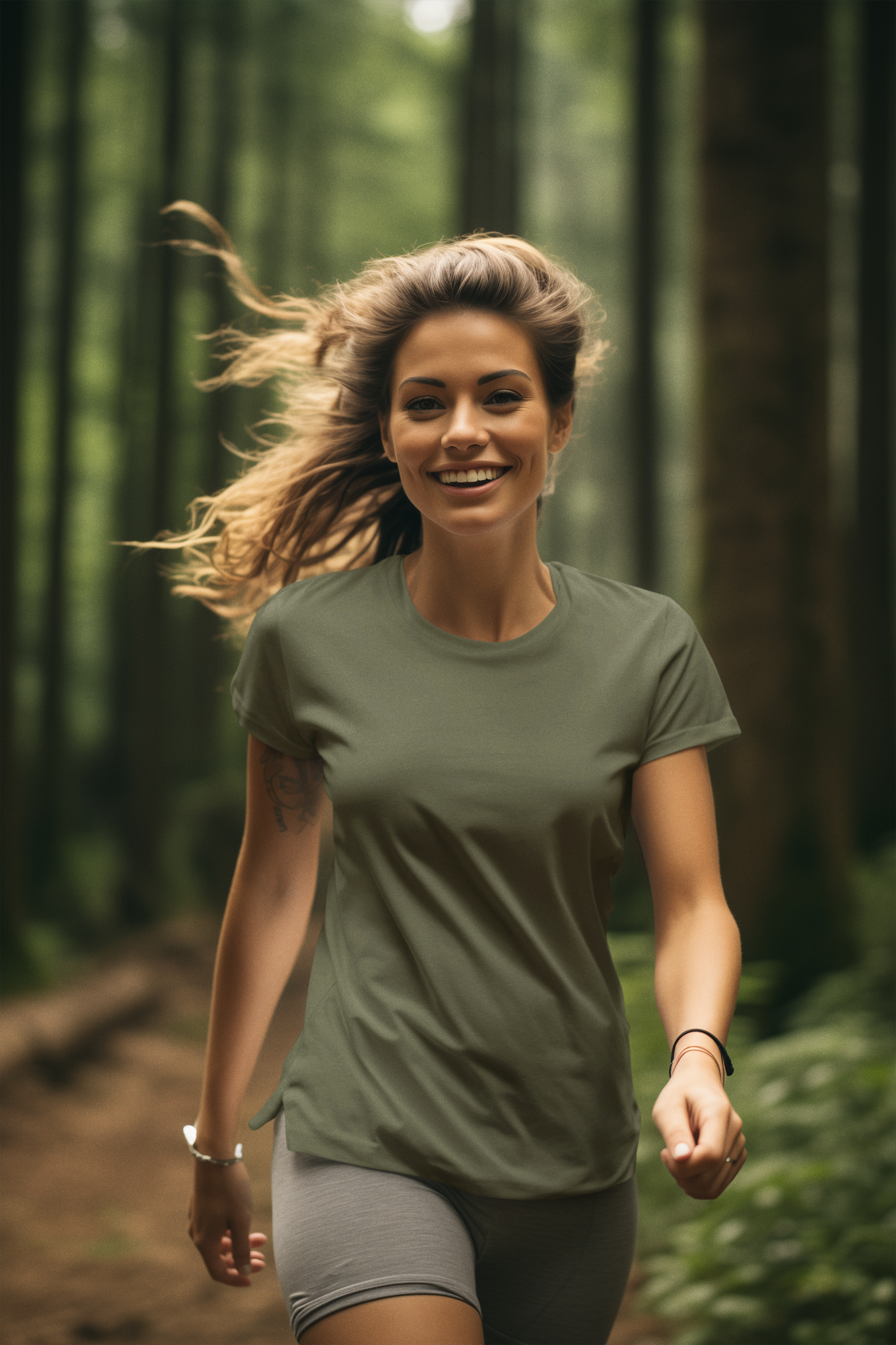 Women's Plain Sage Grey Crew Neck T-Shirt