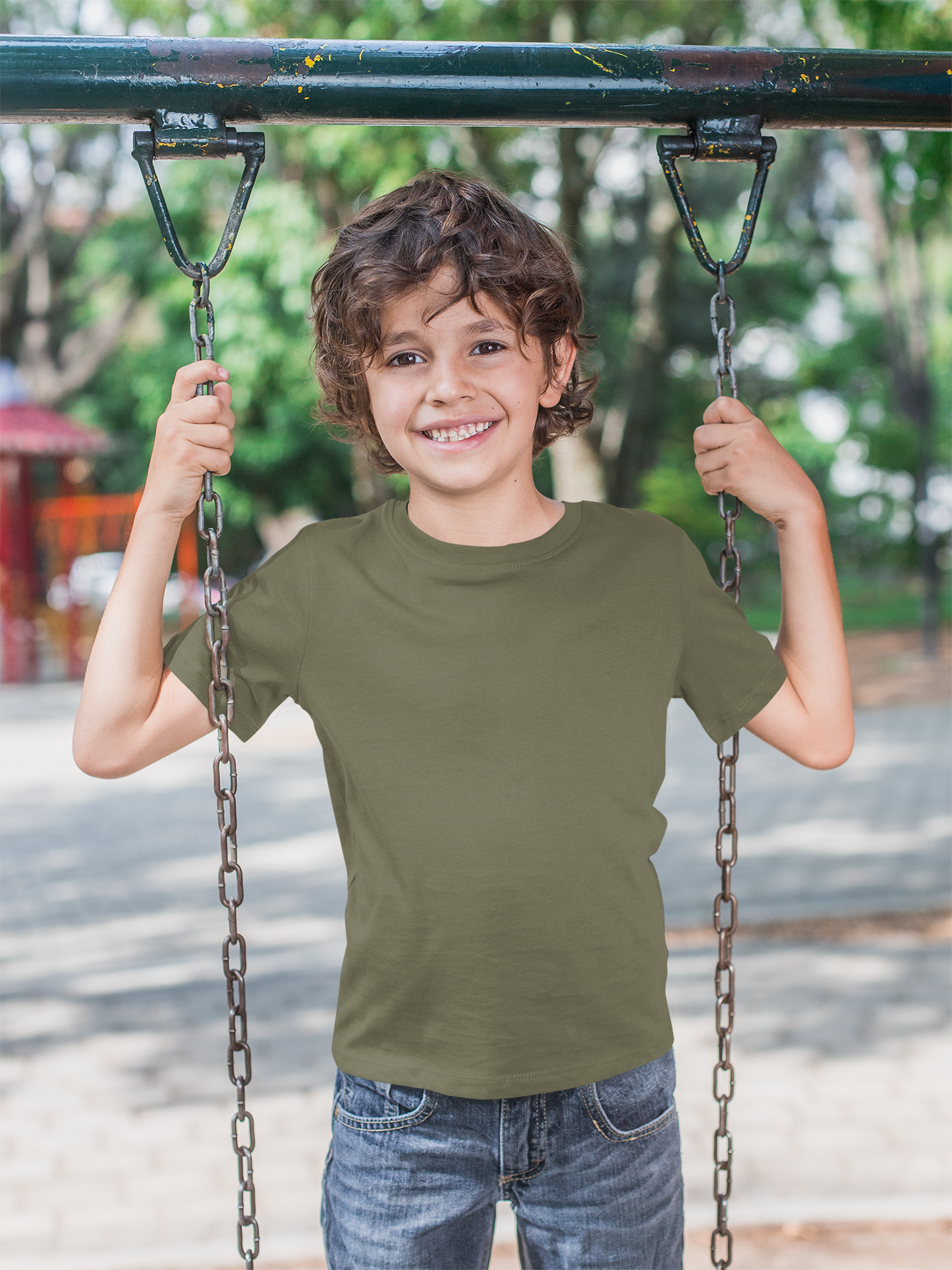 Boy's Plain Sage Grey Crew Neck T-Shirt