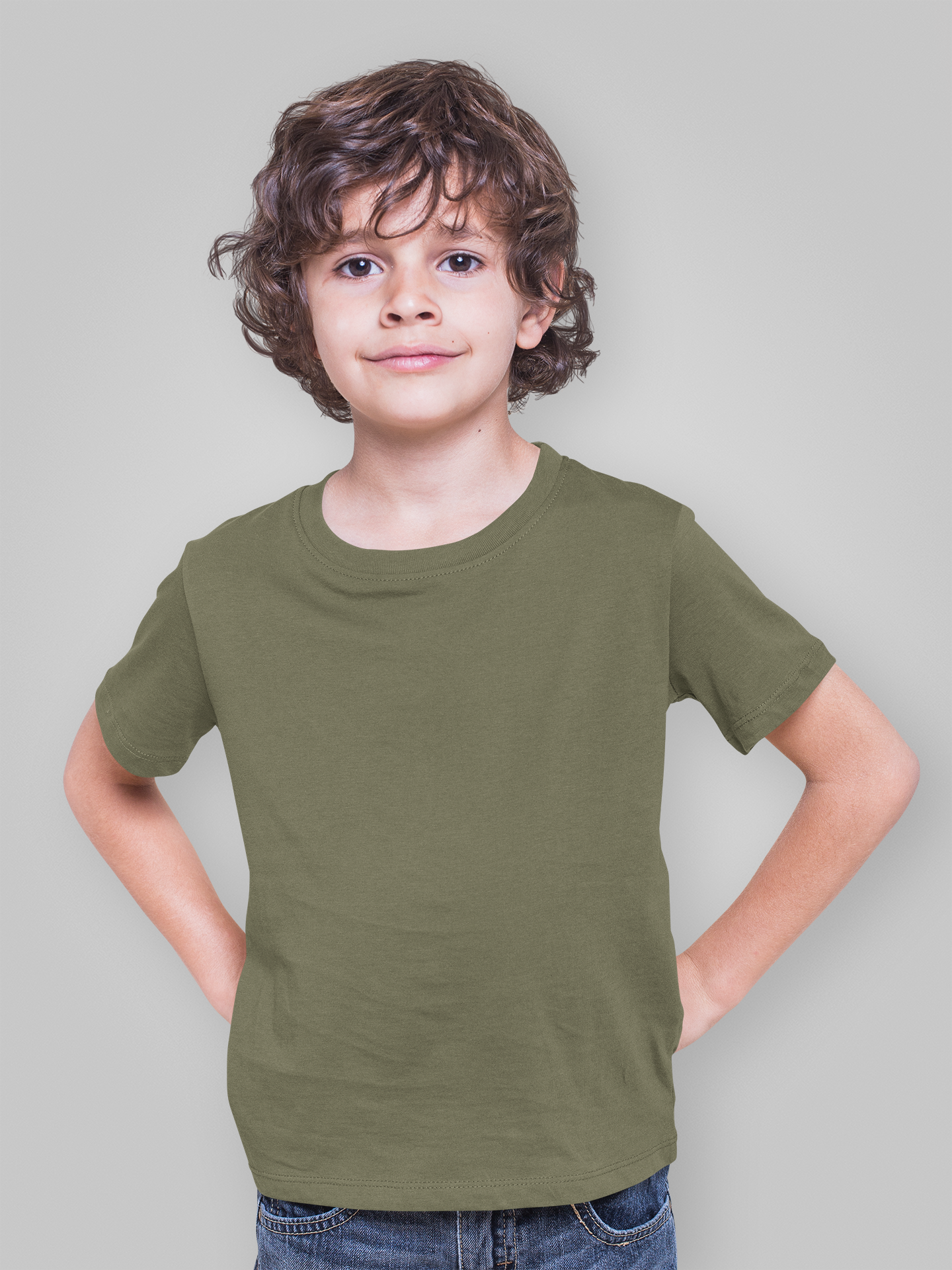 Boy's Plain Sage Grey Crew Neck T-Shirt