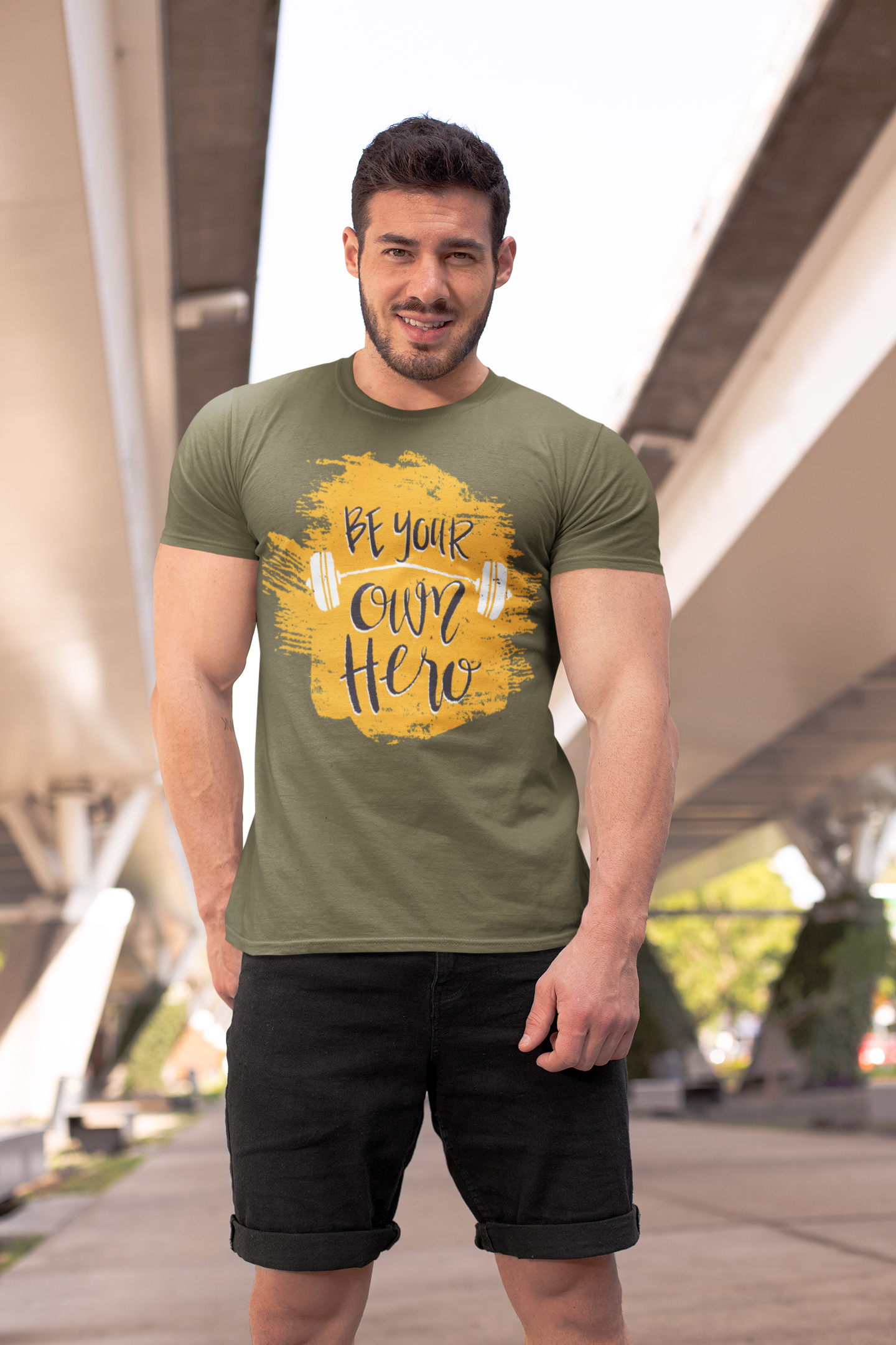 Be Your Own Here Sage Grey Crew Neck T-Shirt Men