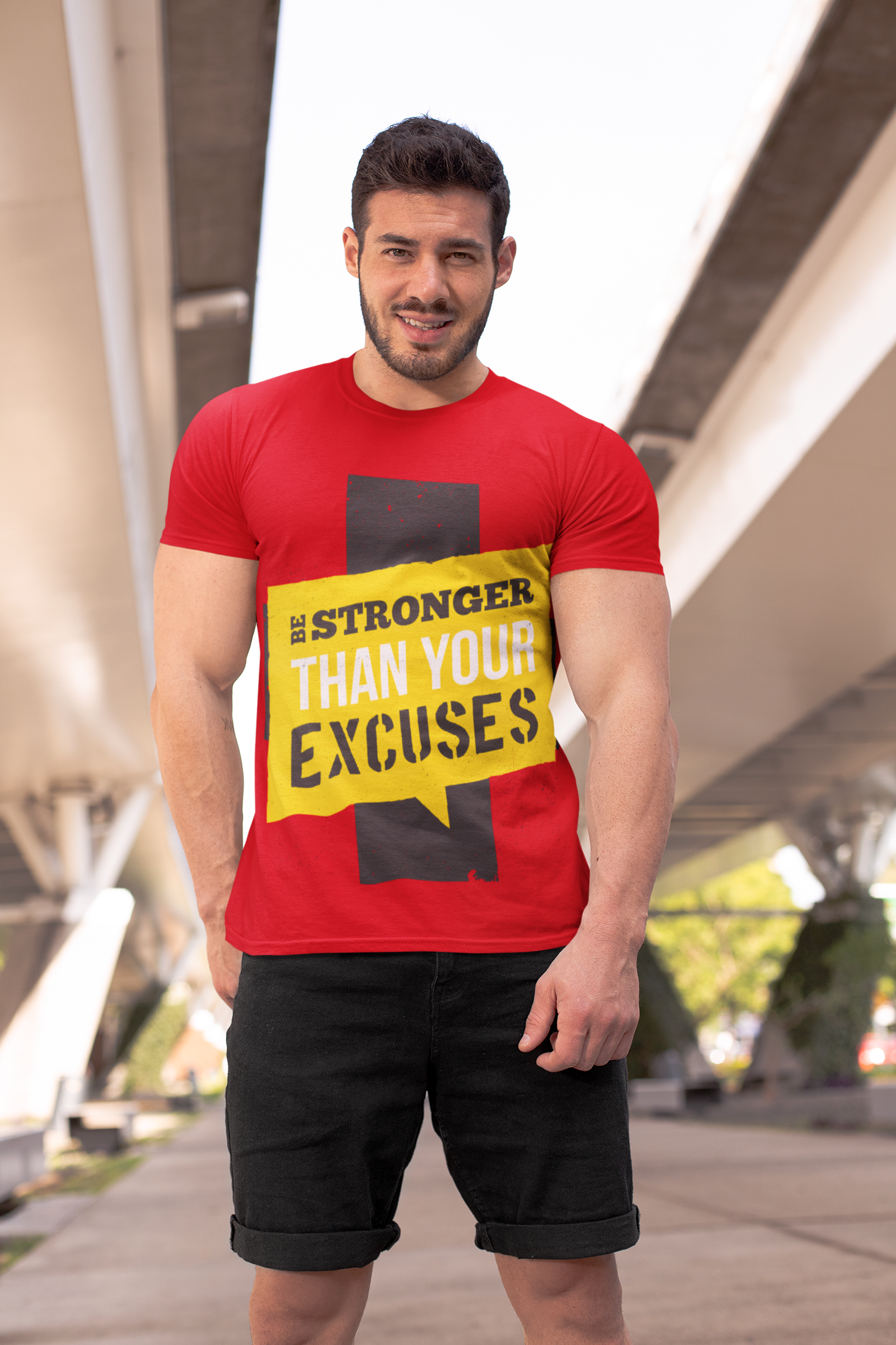 Stronger Than Your Excuses Dark RED Crew Neck T-Shirt Men