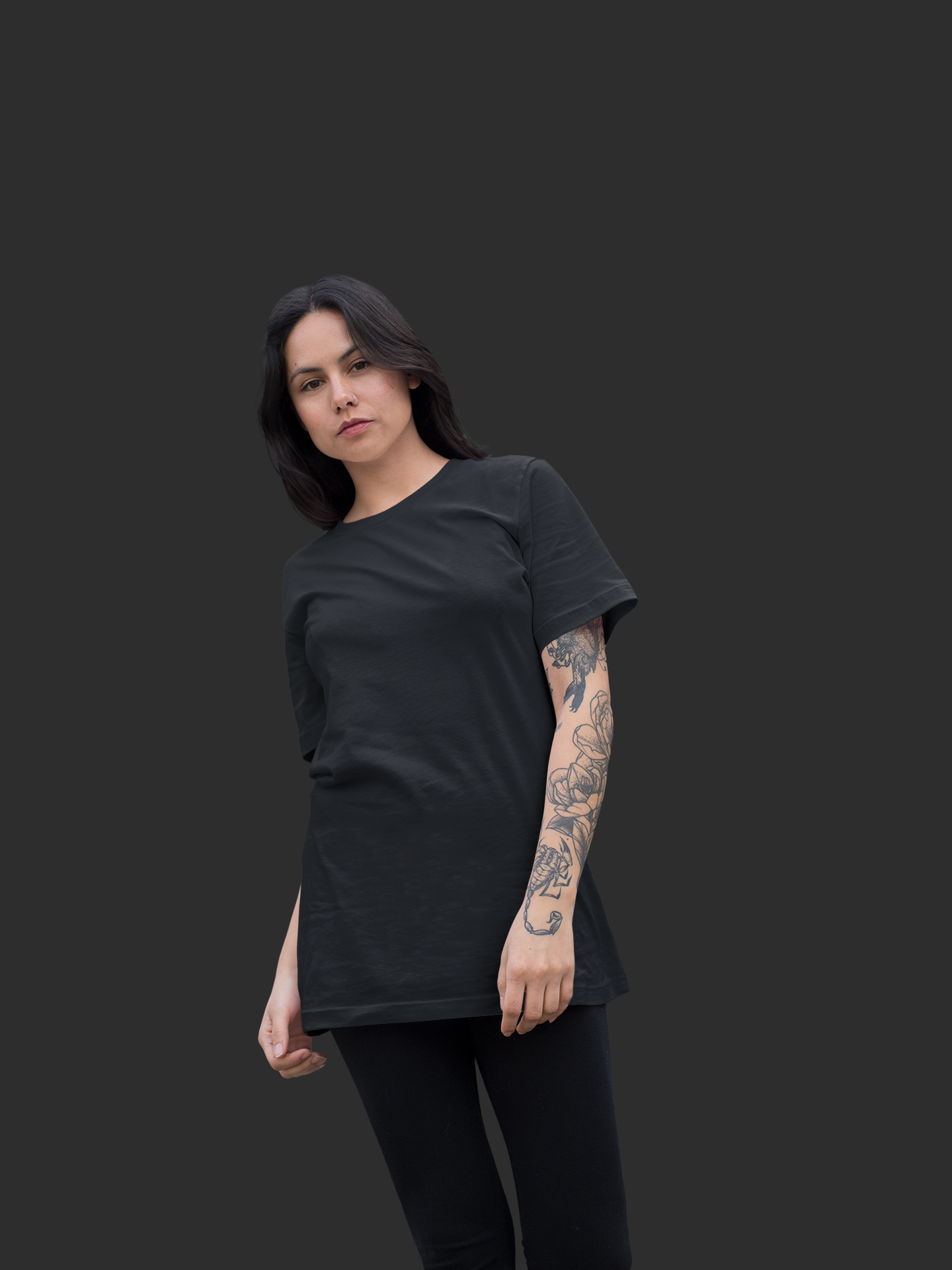 Women's Charcol Plain Oversize T-Shirt