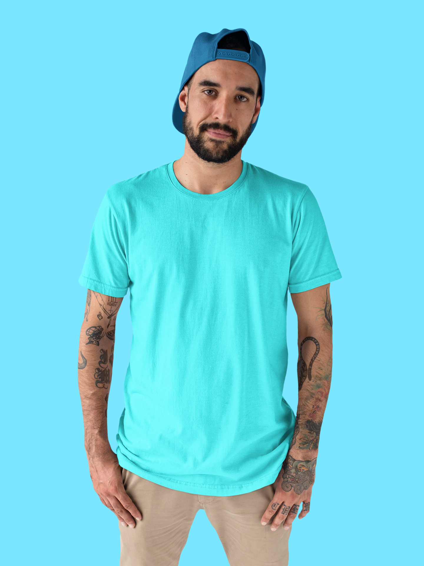 Plain Blue Diamond Crew Neck T-Shirt Men