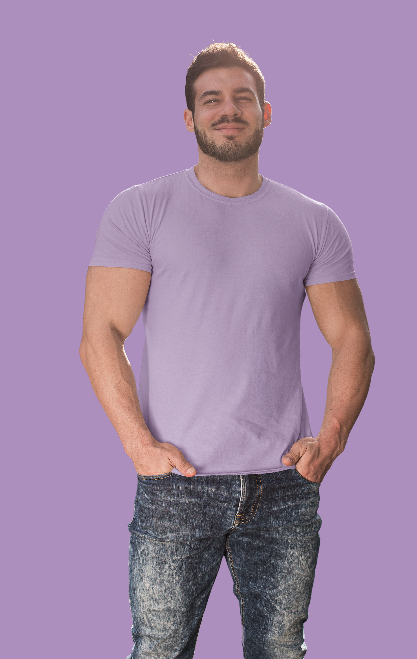 Plain Wisteria Lavender Crew Neck T-Shirt Men