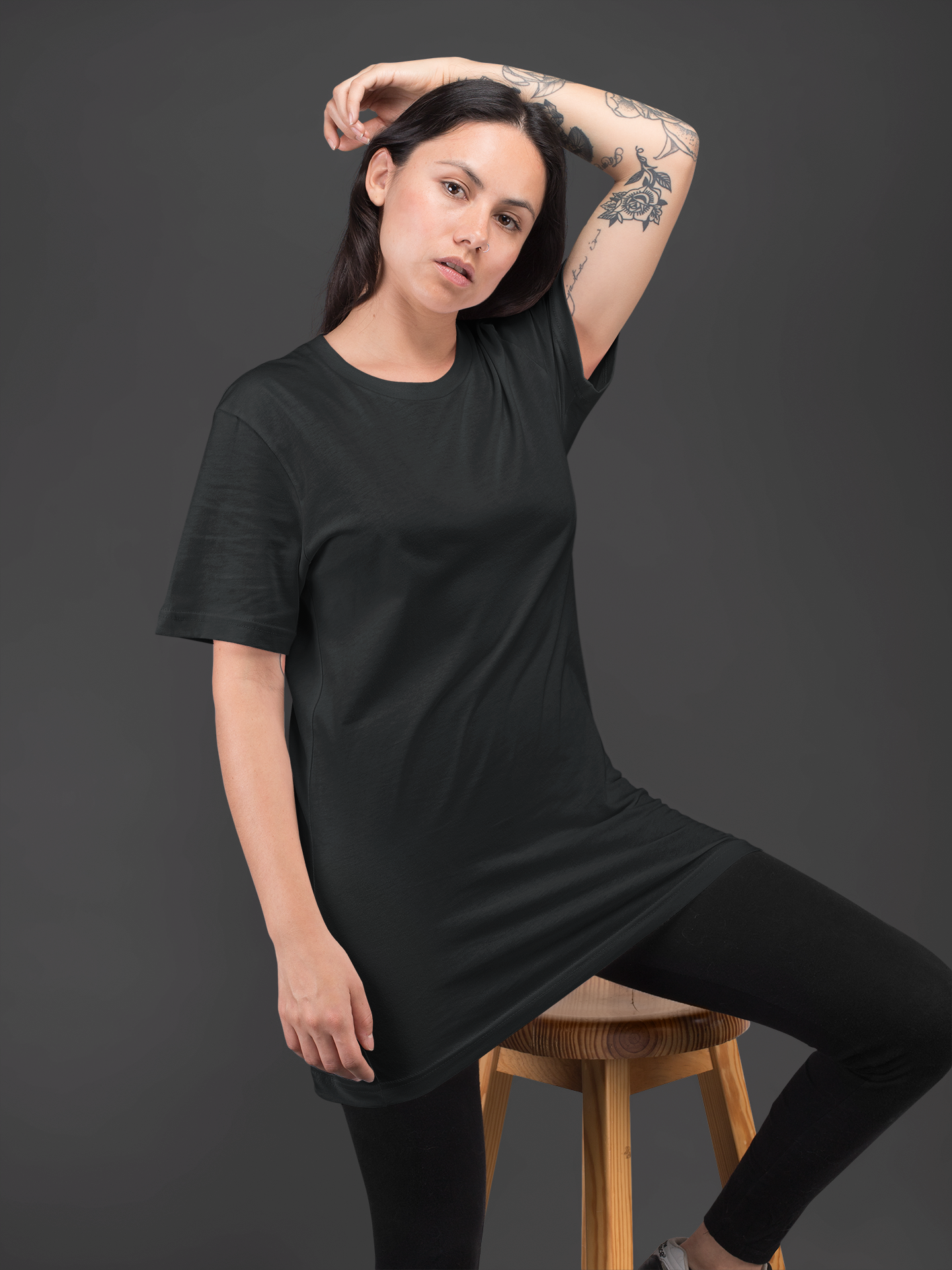 Women's Charcol Plain Oversize T-Shirt